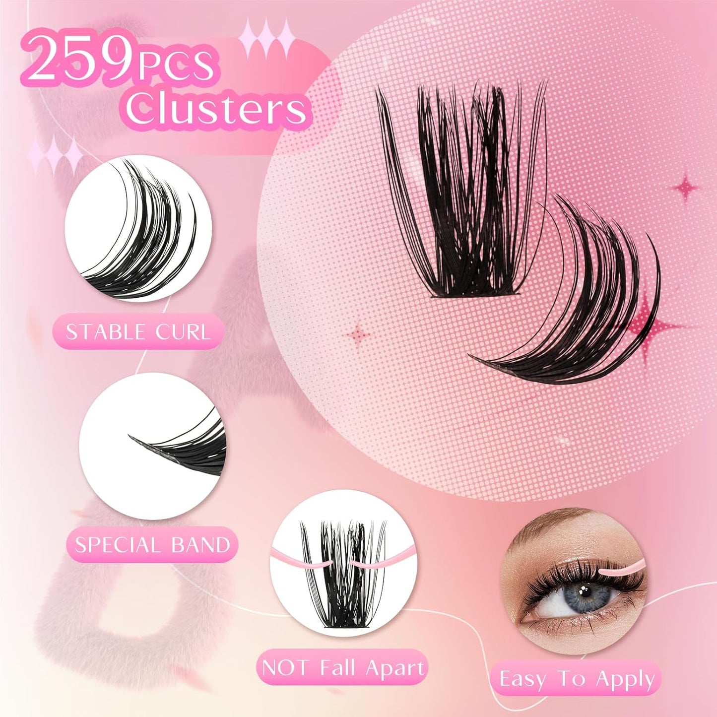 FADLASH Lash Extension DIY Kit Lash Clusters D Curl Cluster Lashes with Lash Bond and Seal Cluster Lashes Glue Remover Lash Tweezers for DIY Eyelash Extension at Home（Kit 60D+80D-0.07D-12-18MIX）