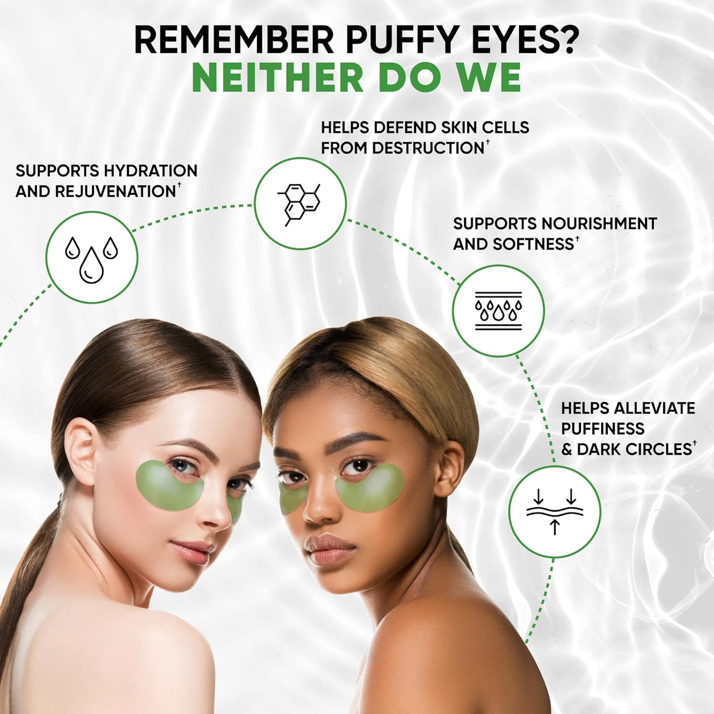 Under Eye Mask for Puffy Eyes, Dark Circles, Eye Bags, Puffiness, Wrinkles with Collagen - Hydrating - Green Tea Skincare - Anti-Aging Eye Patch Treatment Masks - 60 Under Eye Gel Pads