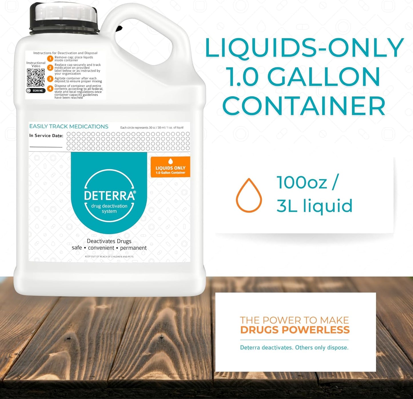 Deterra Liquids Only - Drug Deactivation and Medication Disposal System - Safe Medication Liquid Destroyer - 1 Gallon Container (4-Pack)