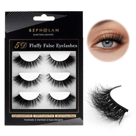Bepholan Fales Eyelashes Natural Look Mink Fake Eyelashes 3-Pack Soft Band Cat Eye Lashes Manga Eyelashes Fluffy,XMZ208