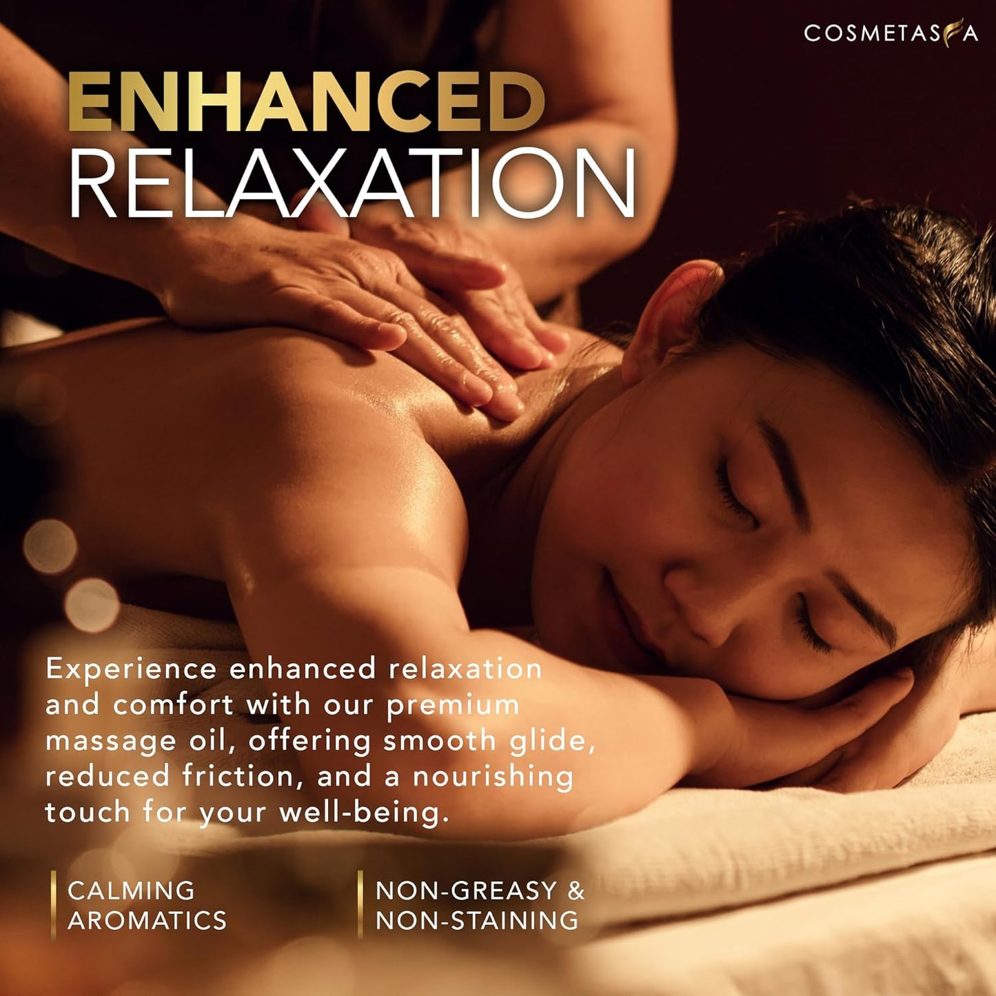 Cosmetasa Lavender Massage Oil for Massage Therapy - All Natural, Cruelty-Free & Spa Quality Skin Therapy Oil, Calming & Soothing Care - Lavender, Geranium & Grapeseed Oil (8.8 oz)