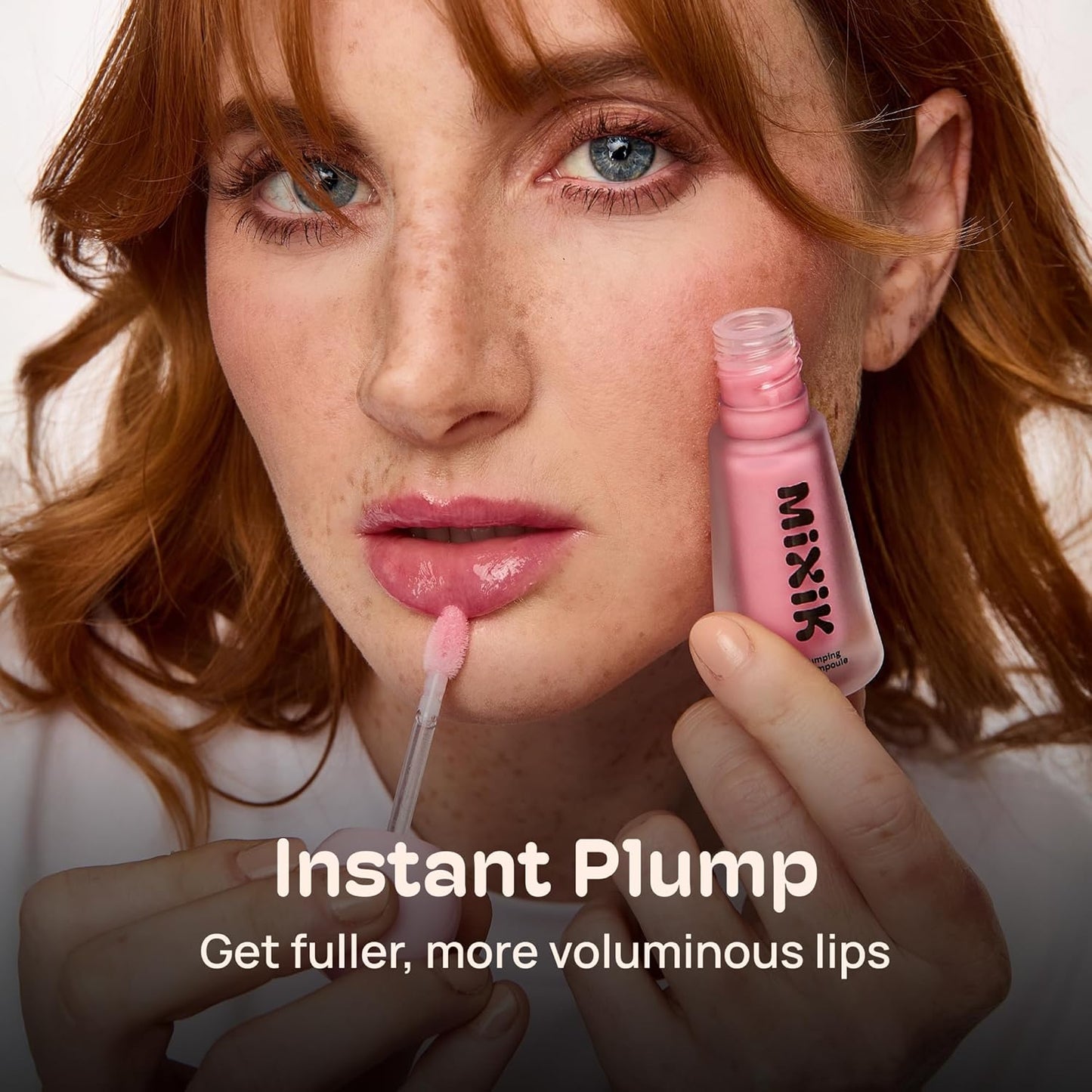 MIXIK Plumping Lip Ampoule, Hydrating Lip Gloss Plumping Ampoule made with Shea Butter & Argan Kernel Oil leaving Lips Plump, Smooth and Glossy, promotes Vibrant High-Gloss Plump Lips (Pink Plump)