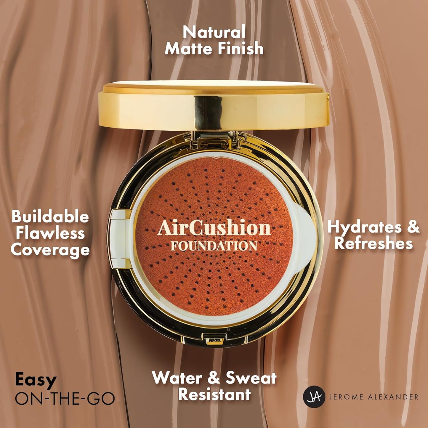 MagicMinerals AirCushion Foundation by Jerome Alexander, Cushion Foundation with Skincare Actives, Long-Lasting, Semi-Matte Finish, Full Buildable Coverage (Medium)