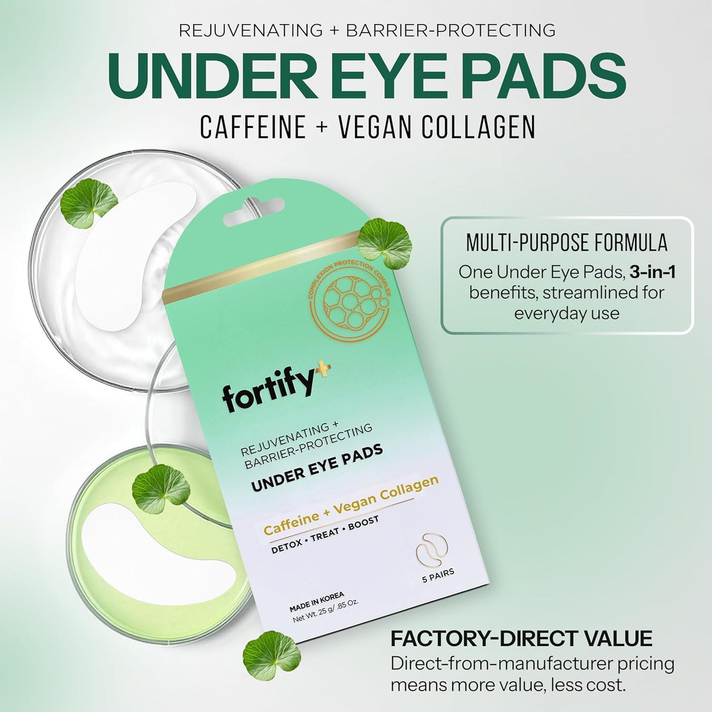 Under Eye Patches For Puffy Eyes and Dark Circles - Caffeine, Collagen & Zeolite - 3-in-1: Detox, Treat, Boost - Dermatologist Tested, Anti-Aging, Anti wrinkle Patches- 5 Pairs