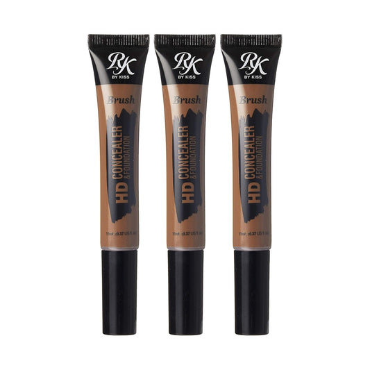 Ruby Kisses HD Brush Concealer & Foundation, Full Coverage, Color Correcting, Highlight, Contour 3 Pack (Chestnut)