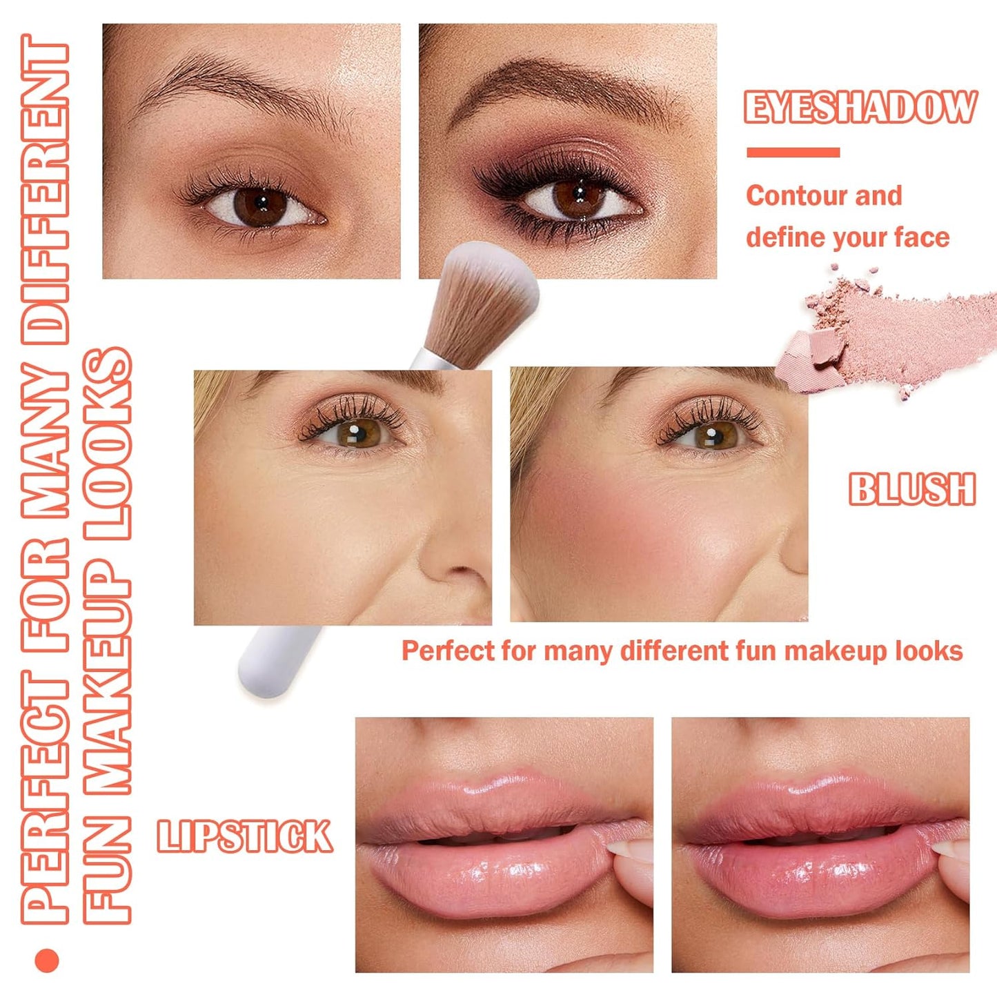 Blush Palette,Shimmer Silky Matte Blush Powder Palette,Professional Cute Face Contour Highlighter Blush Palette with Blush Makeup Brush 02