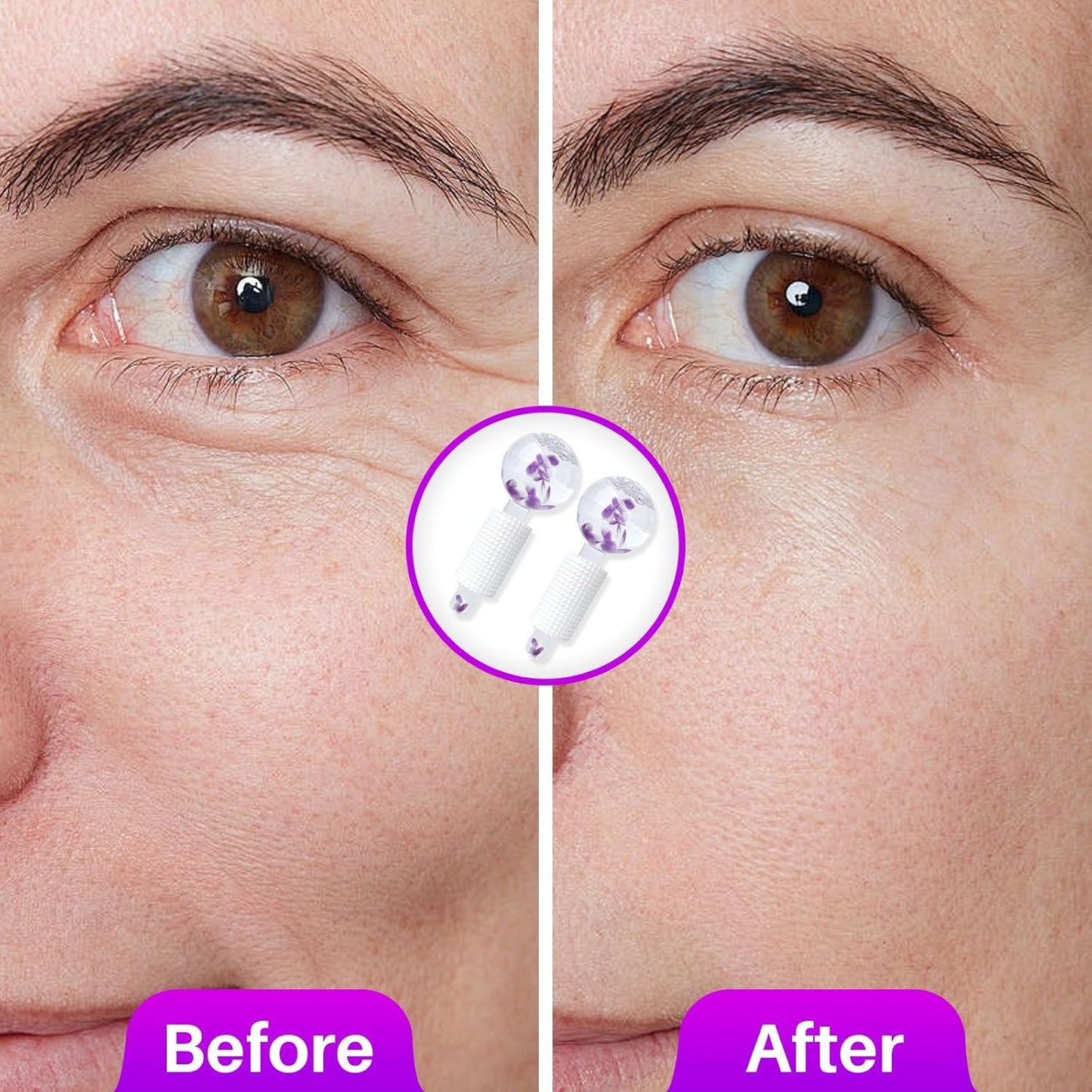 Ice Globes & Ice Roller for Face and Eyes - Facial Massage Tools for Skin Care, Reduce Wrinkles & Puffiness, Cooling Globes & Roller Ball for Glowing Skin 2PCS (Purple)