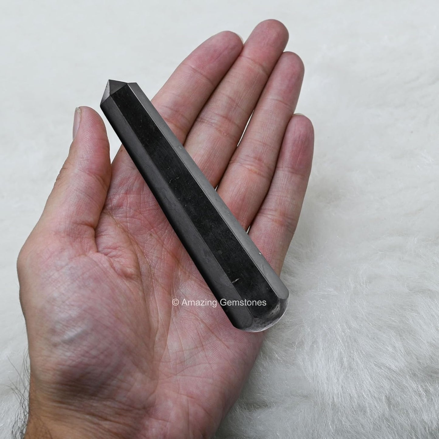 Amazing Gemstone Shungite Crystal Wand Massage Stick - Pelvic Wand Gua Sha for Adults - Crystals and Healing Stones Massage Wands for Adults Gifts (Pointed)