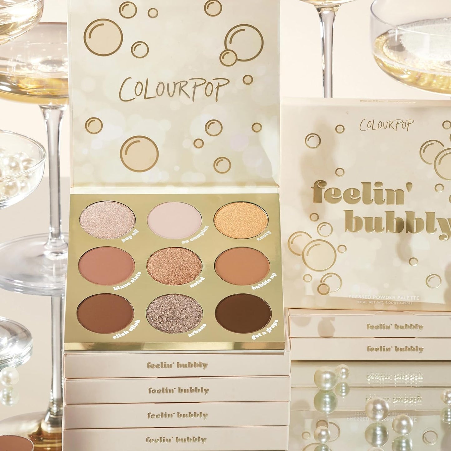 ColourPop Feelin' Bubbly Eyeshadow Palette - Brown & Gold Palette with Metallic and Matte Finishes - High-Pigment Eye Makeup with a Long-Wearing Formula (0.3 oz)