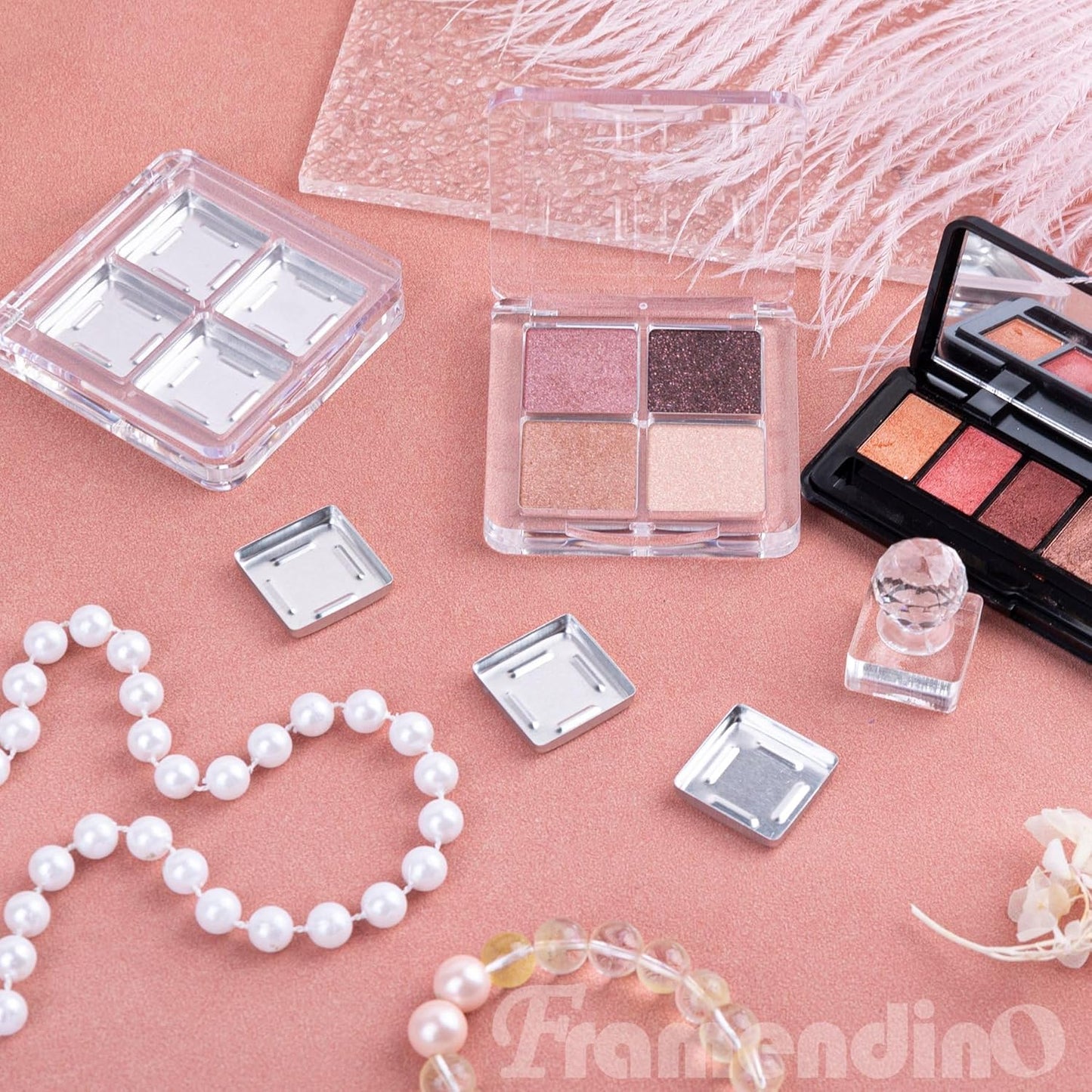 Framendino, 4 Sets Acrylic Empty Eye Shadow Pallet 4 Grids Eye Shadow Storage Case with Acrylic Seal for DIY Craft