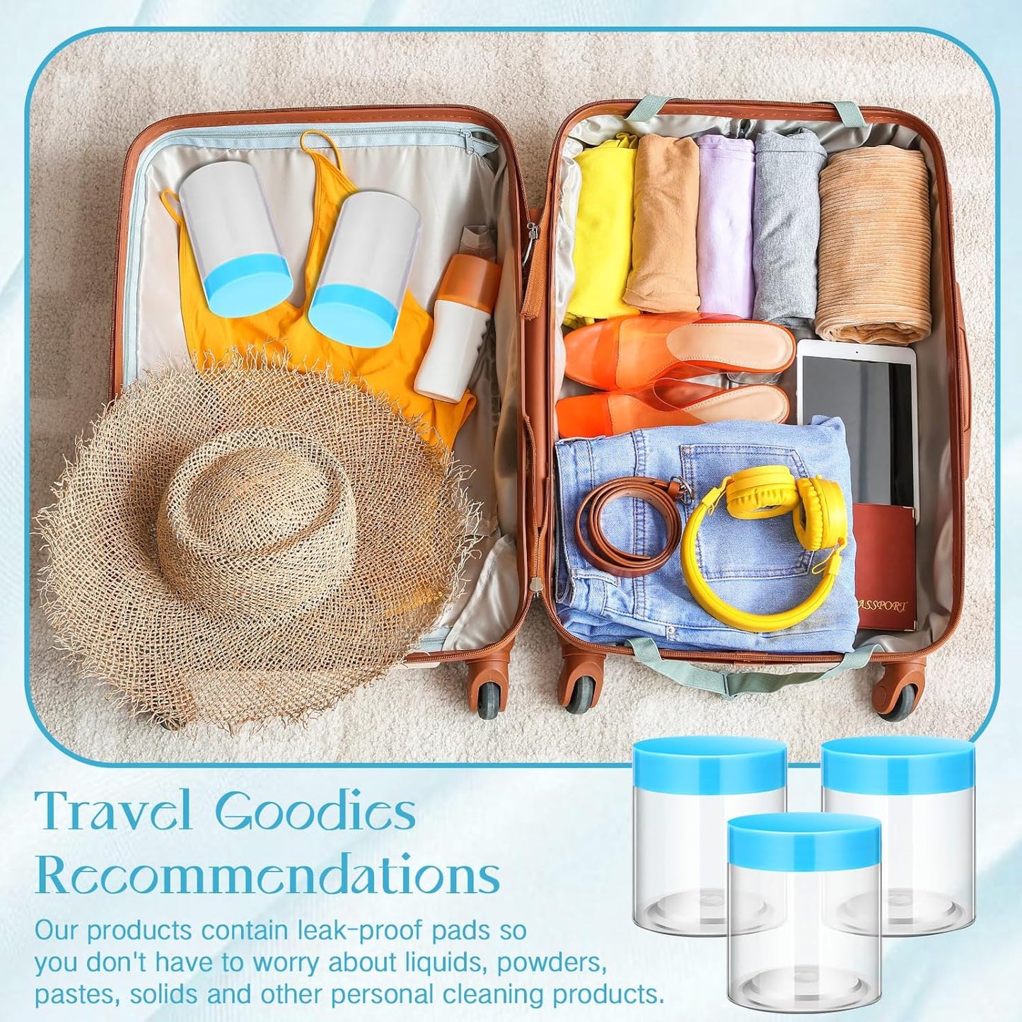 Patelai 4 Pieces Round Wide-mouth Leak Proof Plastic Container Jars with Lids for Travel Storage Makeup Beauty Products Face Creams Oils Salves Ointments DIY Making(4 Ounce,Blue)