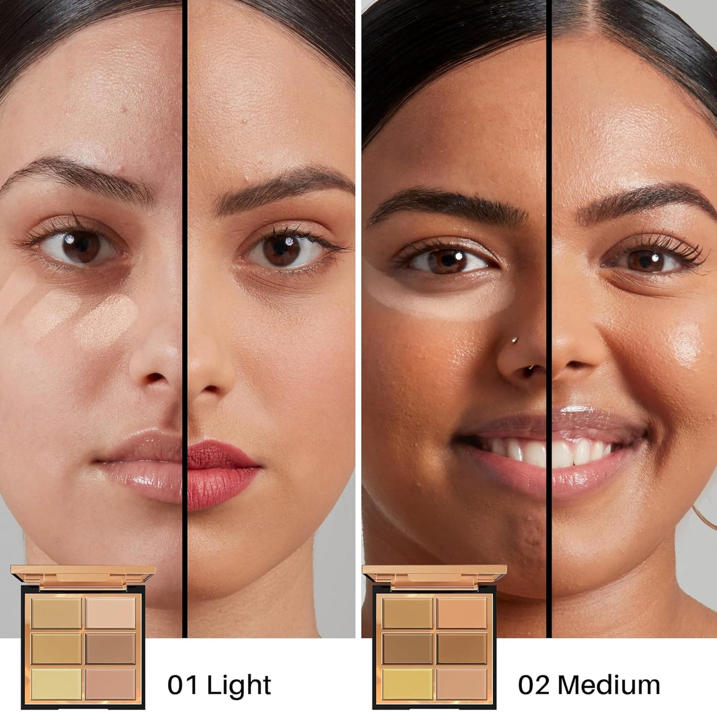 FV 6 Colors Cream Concealer Palette, Full Coverage & Long Lasting Colors Corrector Palette for Dark Circles, Redness, Acne with Natural Finish Cream Foundation Palette, 01 Light Shade