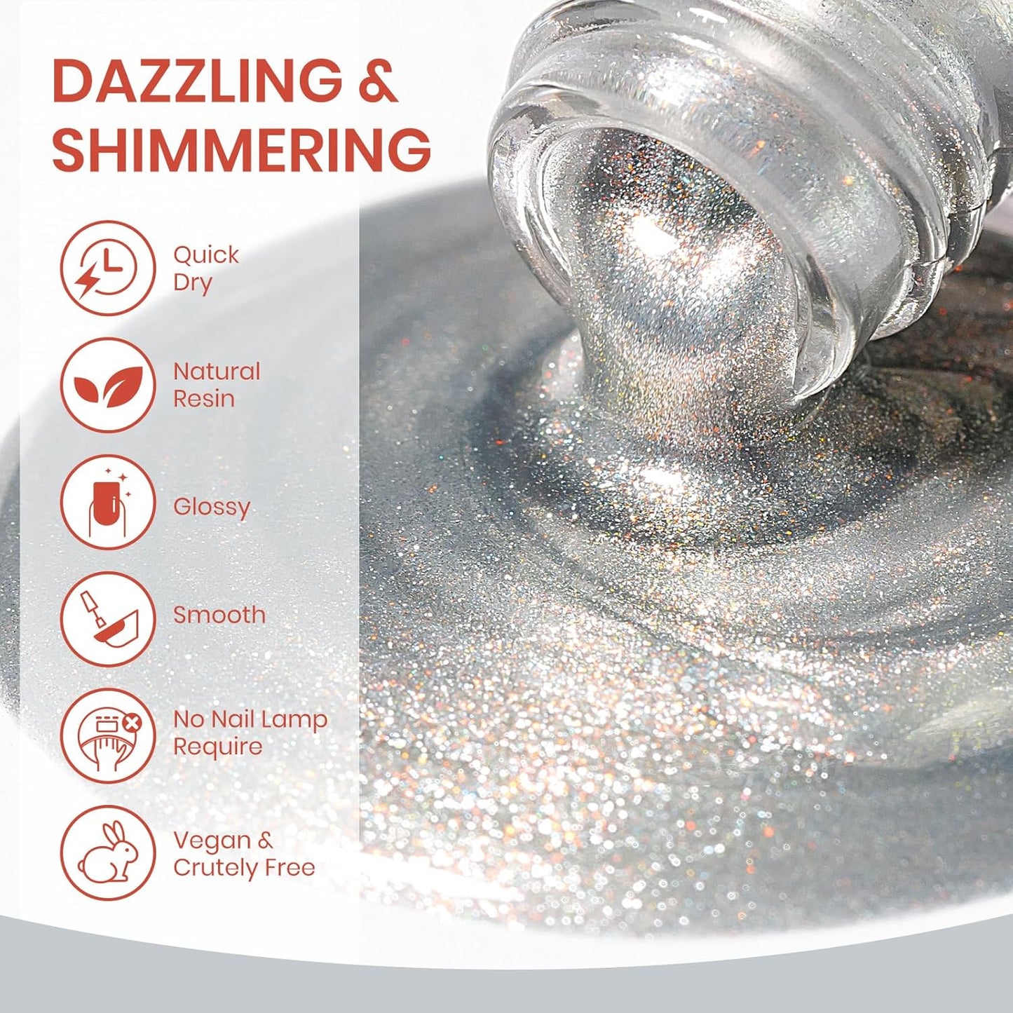 Aurora Silver Magnetic Nail Polish Non Gel with Magnet Quick Dry Cat Eye Nail Polish for Fingernail Air Drying Fast Lacquer Manicure Gift For Women Girls 16ml, 0.54fl oz