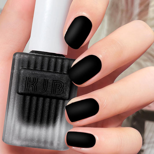 Matte Black Nail Polish - Matte Finish Black Fingernail Polish - Fast Drying Nail Varnish Mist Effect - Silky Velvet Nail Lacquer For Women Girls Manicure DIY at Home - No Need Bake