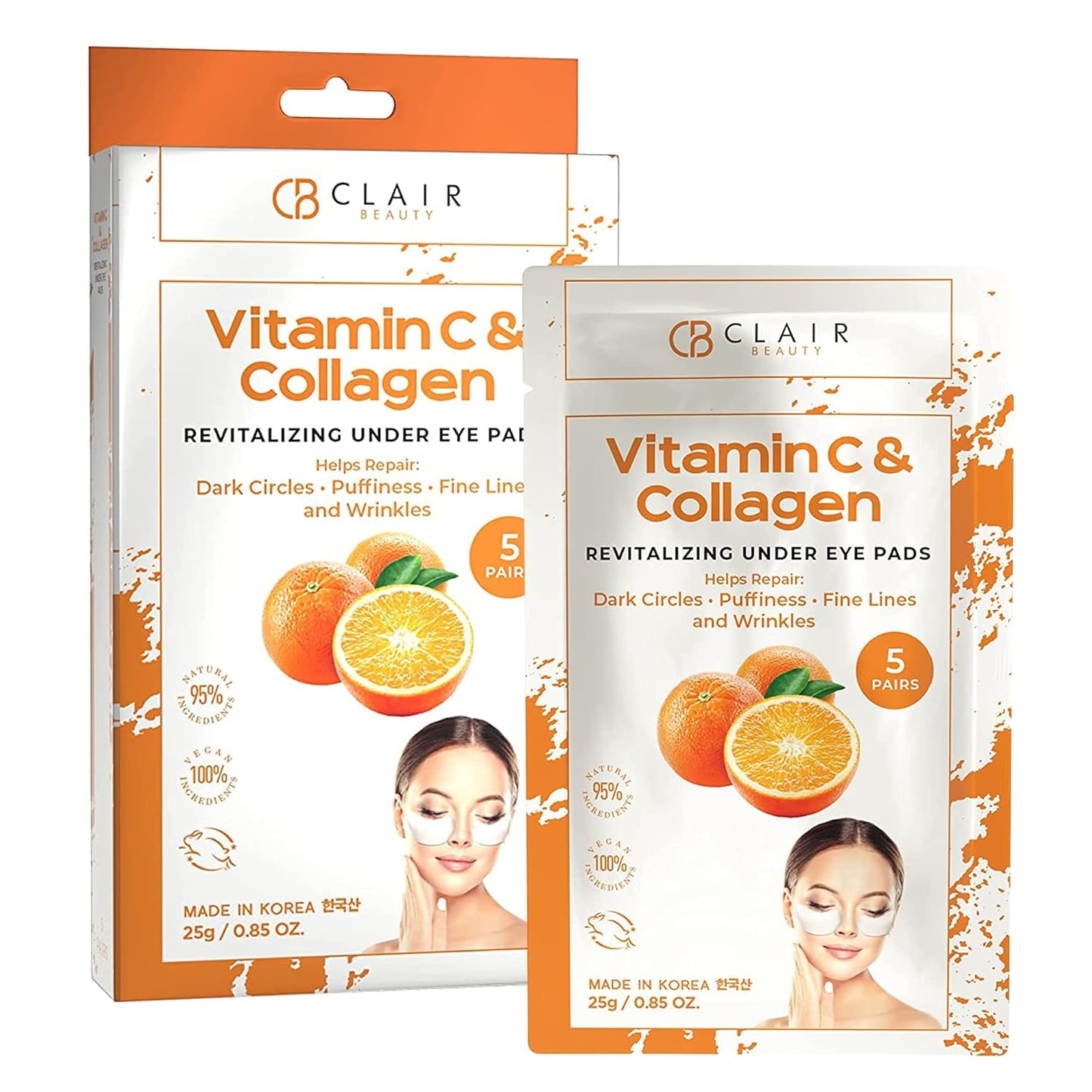 Vitamin C & Collagen Under Eye Patches - Diminishes Dark Circles & Puffiness, Anti-aging, Cooling & Soothing Eye Pads - Cruelty Free Korean Skin Care For All Skin Types