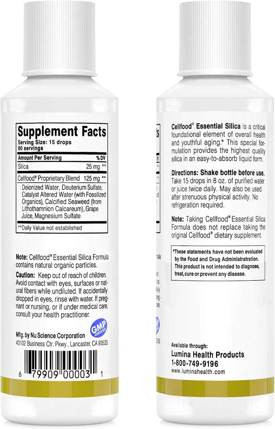 Cellfood Essential Silica Anti-Aging Formula, 4 fl oz - Supports Healthy Bones, Joints, Hair, Skin, Nails, Teeth & Gums - Easy to Absorb Liquid - Gluten Free, Thiaminase Free, Non-GMO - 40-Day Supply