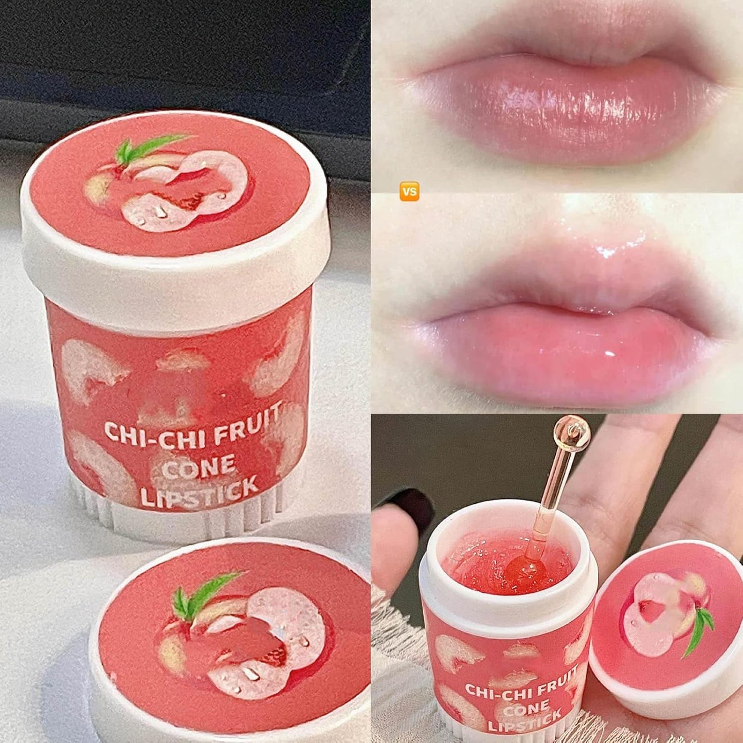 Lip Balm Cute, 3pcs Cute Ice Cream Shape Moisturizing Fragrance Wrinkle Removal Lip Care Cream for Chapped Lips Daily Use