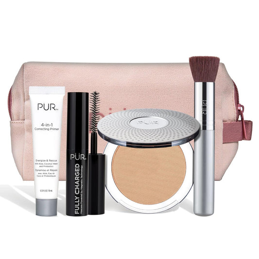 PÜR Beauty Multitasking Essentials Best Sellers Kit, Everyday Look Deluxe Kit, Condition & Moisturize Skin, Cruelty Free, Medium Dark