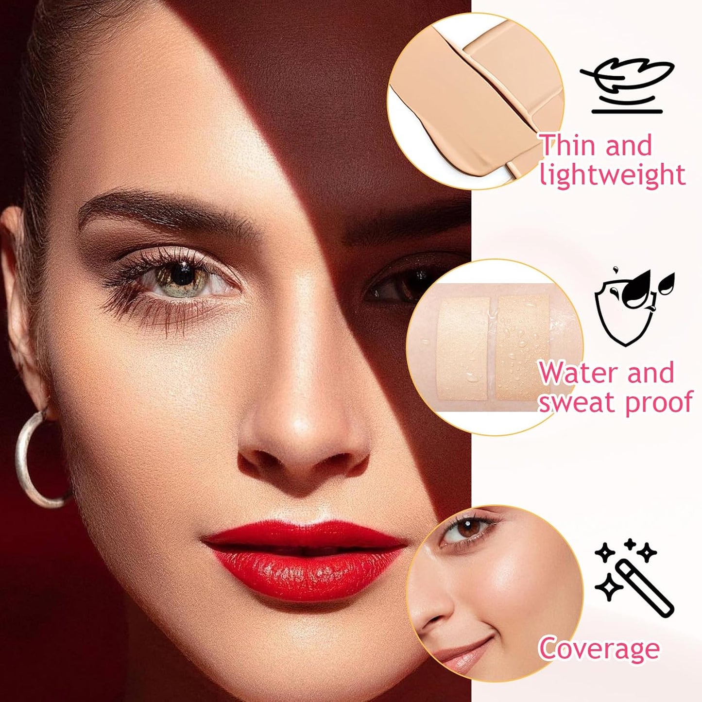 15 Colors Cream Contour Palette,Lightweight Concealer Full Coverage Contouring Liquid Foundation Palette,Multi-use Blendable Color Corrector Concealer Palette with Makeup Sponge