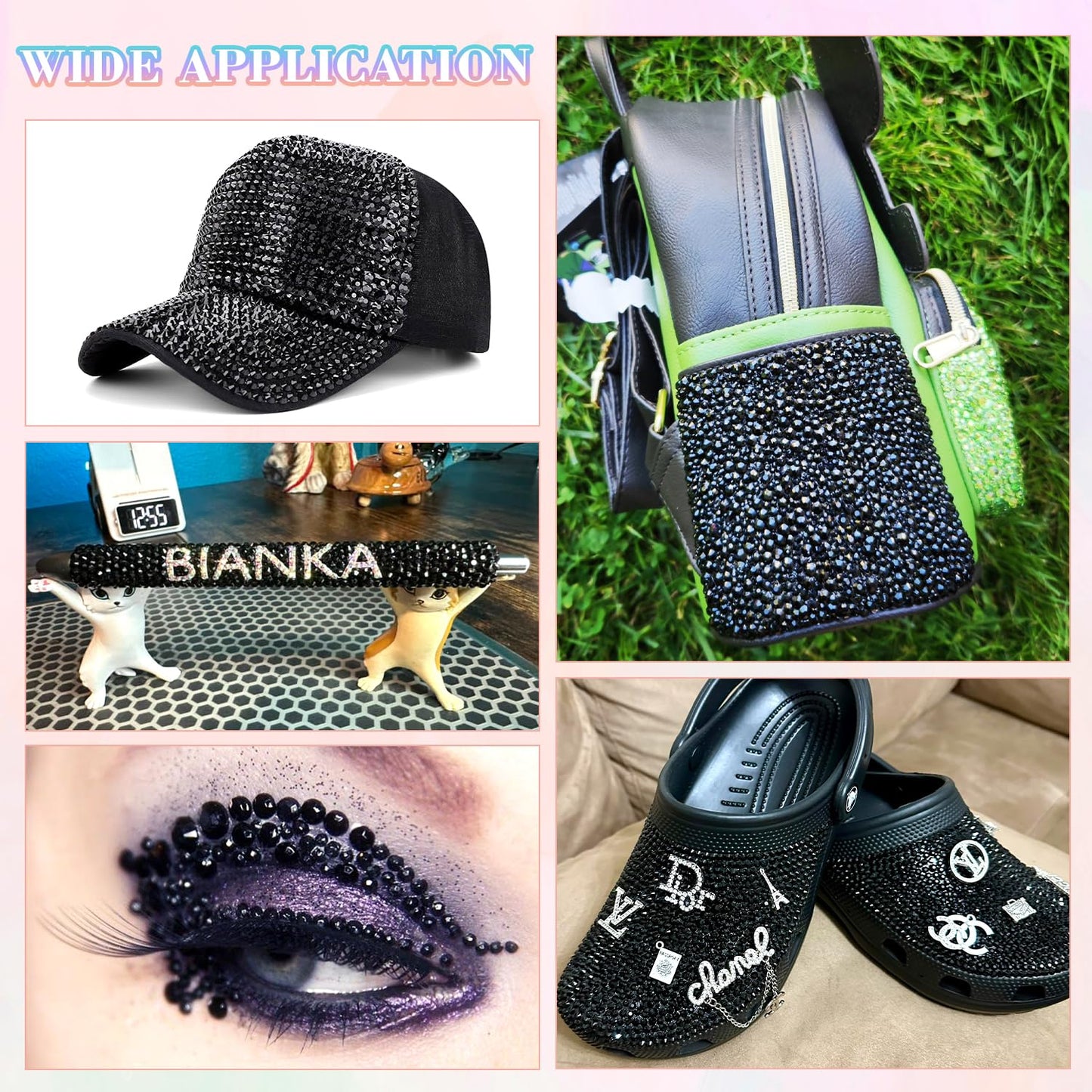 25000Pcs Resin Jelly Rhinestones with Tweezers for Crafting, 2-6mm Mixed Sizes (Black) Non Hotfix Flatback Gems, Bedazzling Crystal for DIY Crafts Clothing Tumblers Mugs Shoes Decor Nail Art