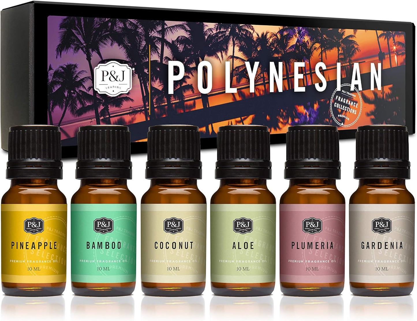 P&J Trading Polynesian Set of Fragrance Oil - Plumeria, Aloe, Pineapple, Bamboo, Gardenia, Coconut Candle Scents for Candle Making, Soap Making, Diffuser Oil Scents