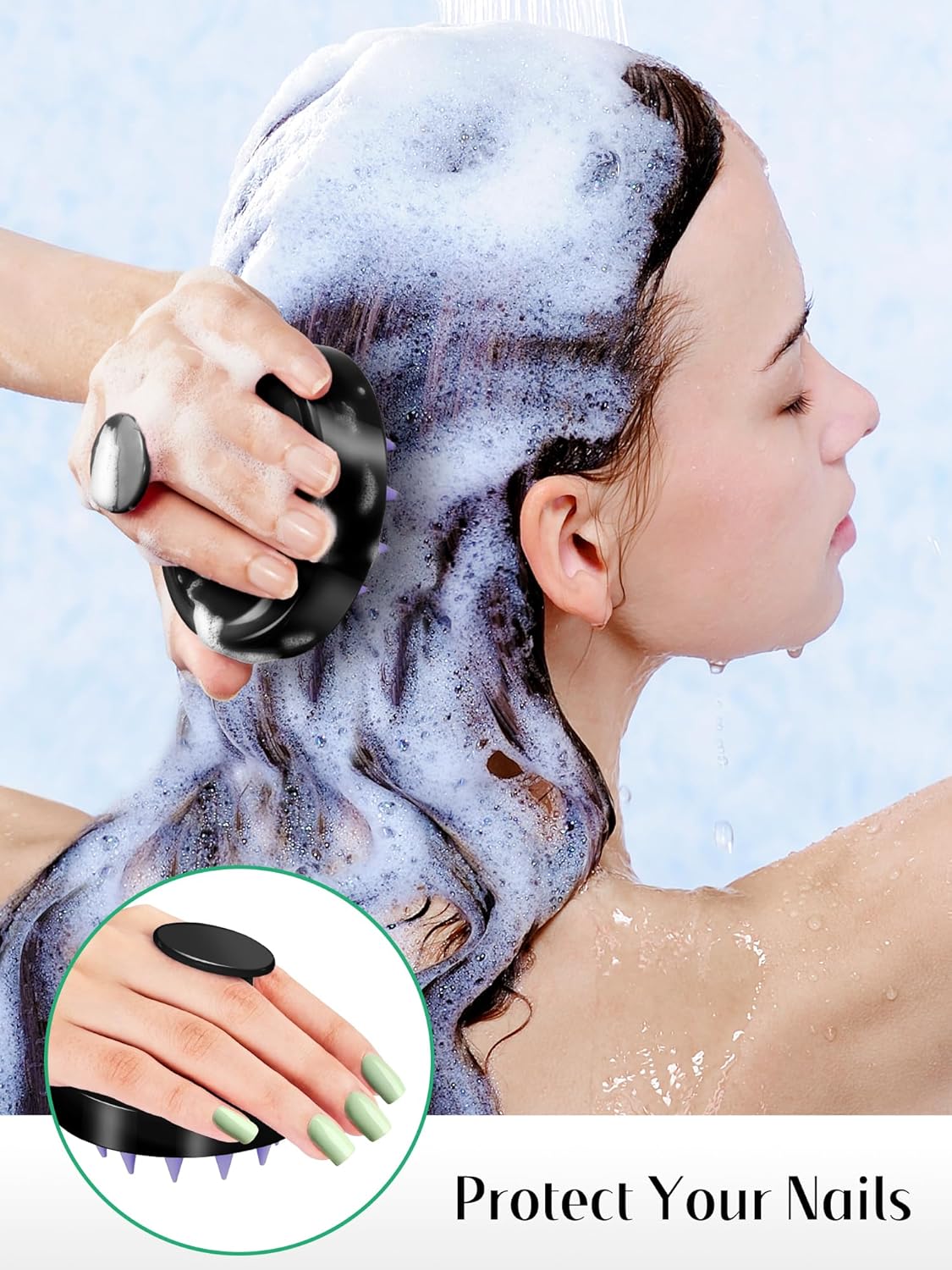 HEETA Scalp Massager Hair Growth 2-Pack, Soft Silicone Scalp Scrubber Shampoo Brush for Exfoliation Dandruff Removal Head Massage Stress Relax, Wet & Dry Use for Women Men Thick Thin Curly Hair Care