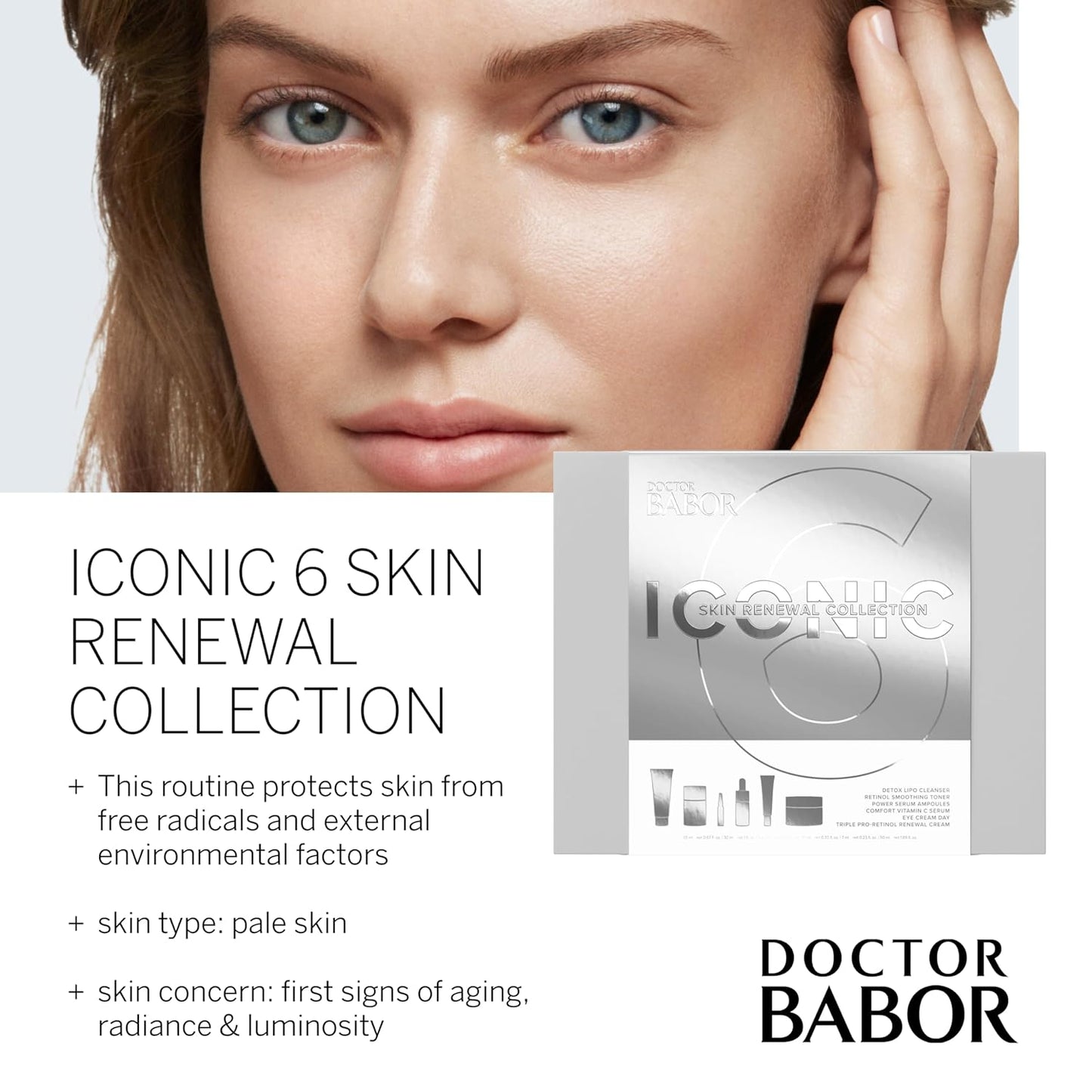BABOR DOCTOR Iconic Skin Renewal Collection Set, Serums to Hydrate, Repair & Calm, Retinol Smoothing Toner and Renewal Cream, Lifting Vitamin C Serum and Eye Cream, Radiant Results Skincare Set