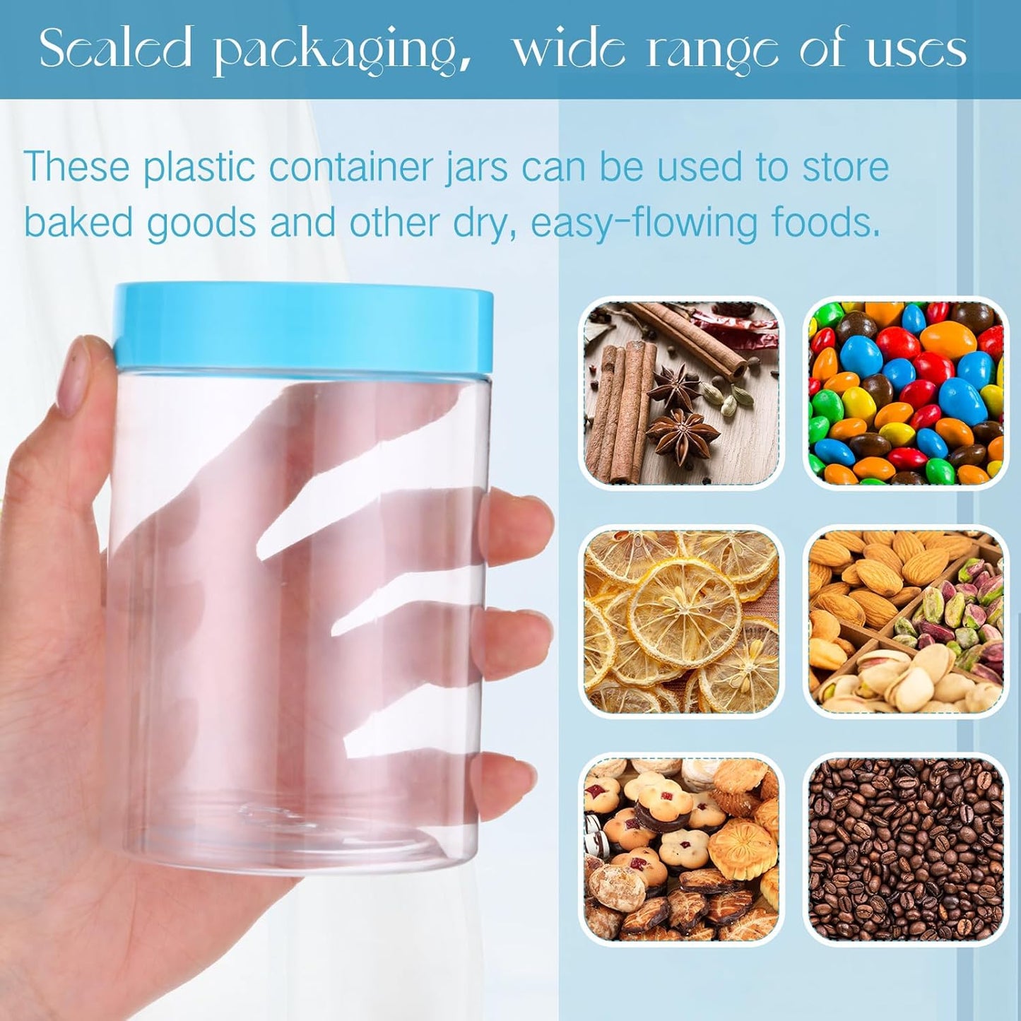 Patelai 4 Pieces Round Wide-mouth Leak Proof Plastic Container Jars with Lids for Travel Storage Makeup Beauty Products Face Creams Oils Salves Ointments DIY Making(10 Ounce,Blue)