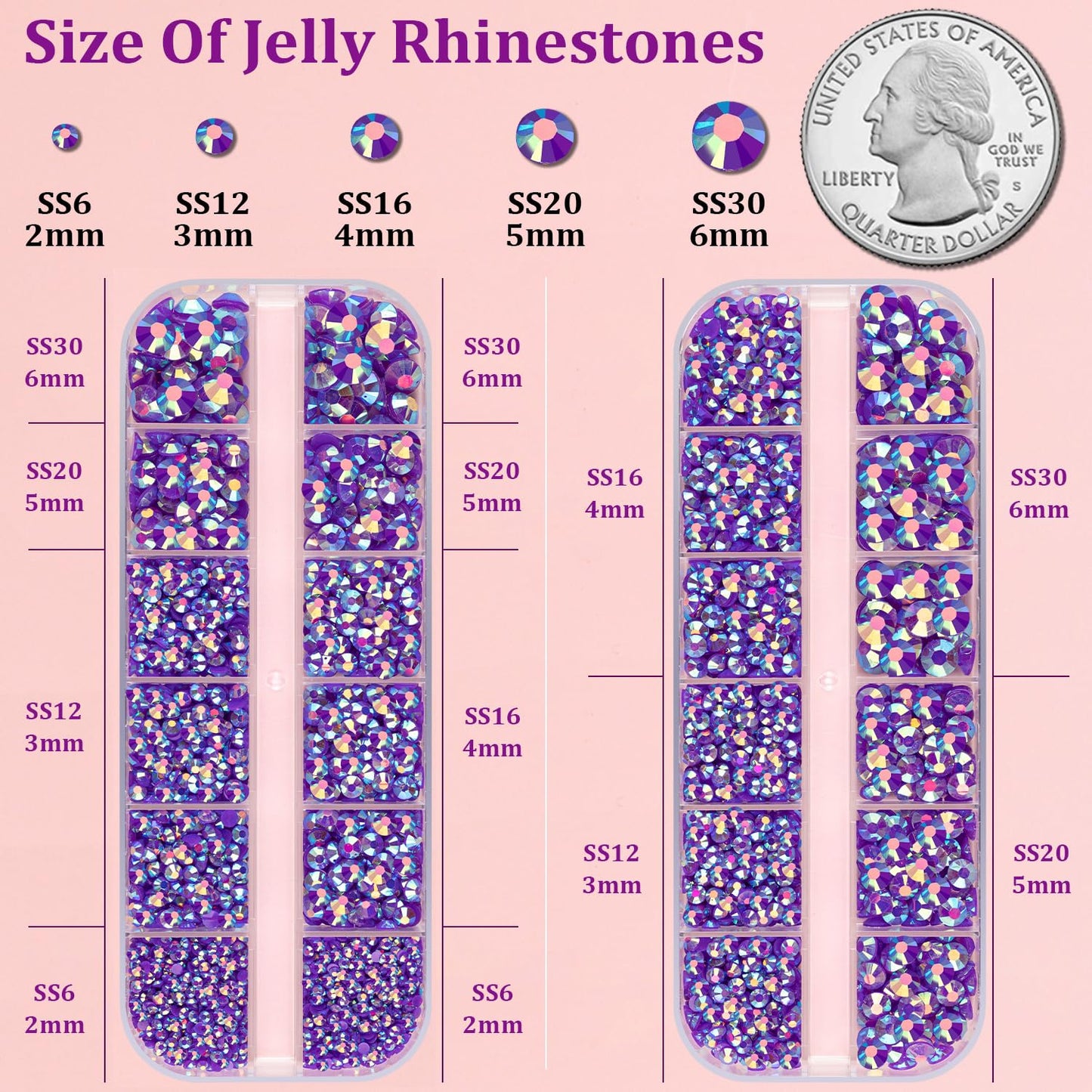 Resin Jelly Rhinestones for Crafting with B7000 Jewelry Glue, 2 Boxes Dark Purple AB Flatback Crystals with 3Pcs 10ml Glue, Bedazzling Non Hotfix Gems for DIY Tumblers Clothing Shoes Manicure