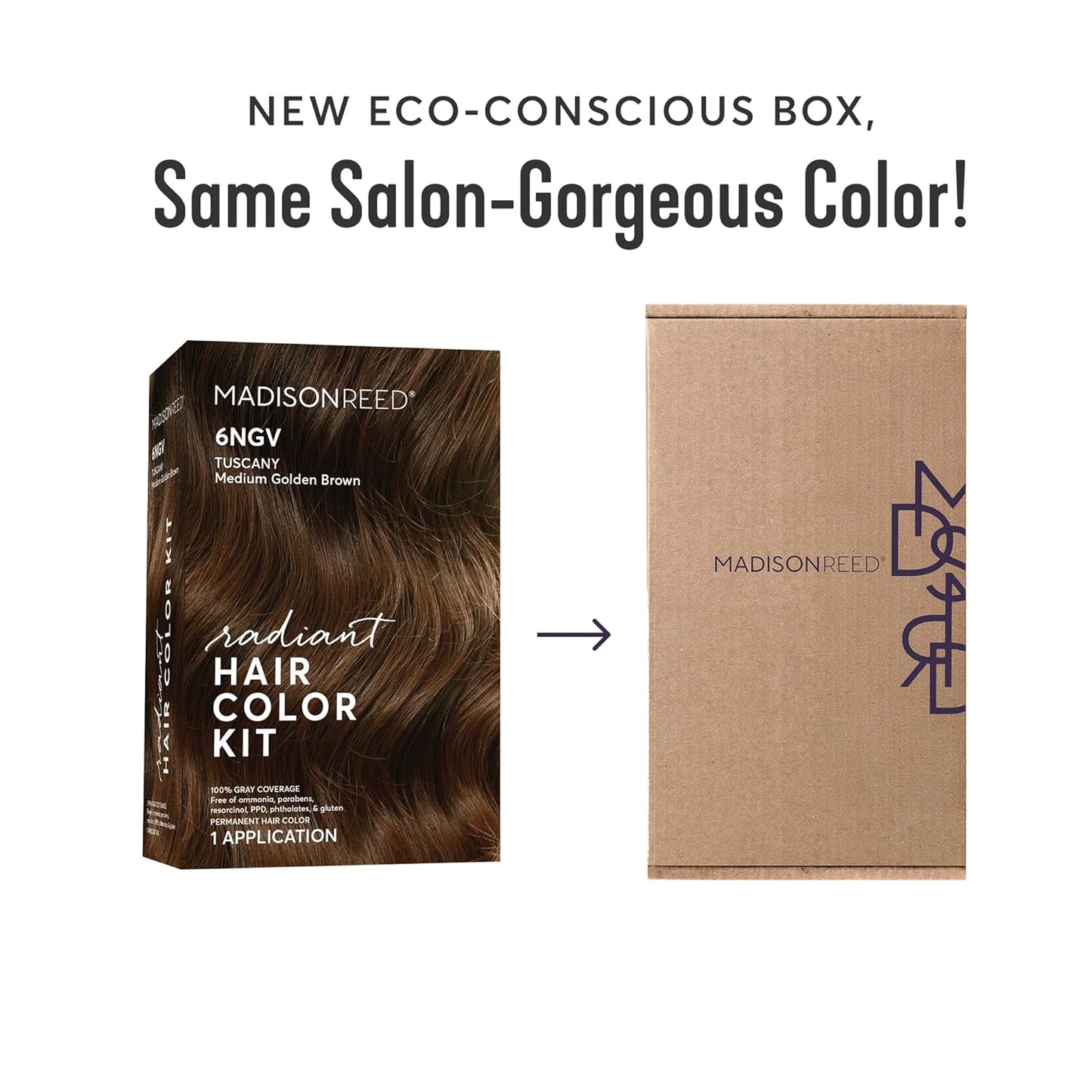Madison Reed Radiant Hair Color Kit | 6NGV Medium Golden Brown (Tuscany Brown) for 100% Gray Hair Coverage | Dimensional Salon-Quality Permanent Hair Dye | PPD-Free & Ammonia-Free | 1 Pack