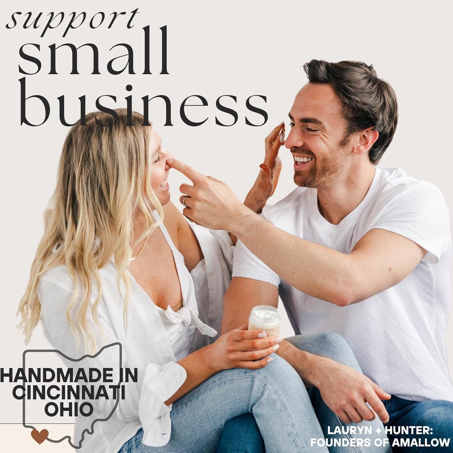 Amallow 100% Grass Fed Beef Tallow for Skin Care - Face + Body - Whipped Moisturizer for Sensitive Skin - Natural Lotion, 4 FL. oz. (Unscented + Jojoba Oil)