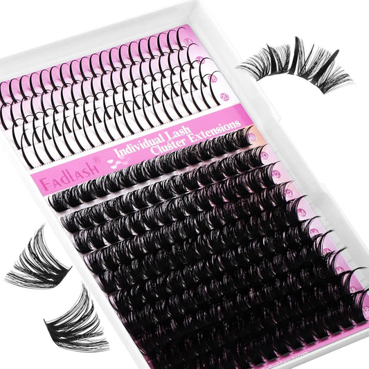 Lash Clusters 80D Eyelash Clusters 10-18mm Spikes 14-20mm Thick Volum Manga Lashes with D Curl DIY Fairy Lash Clusters with Spikes by FADLASH