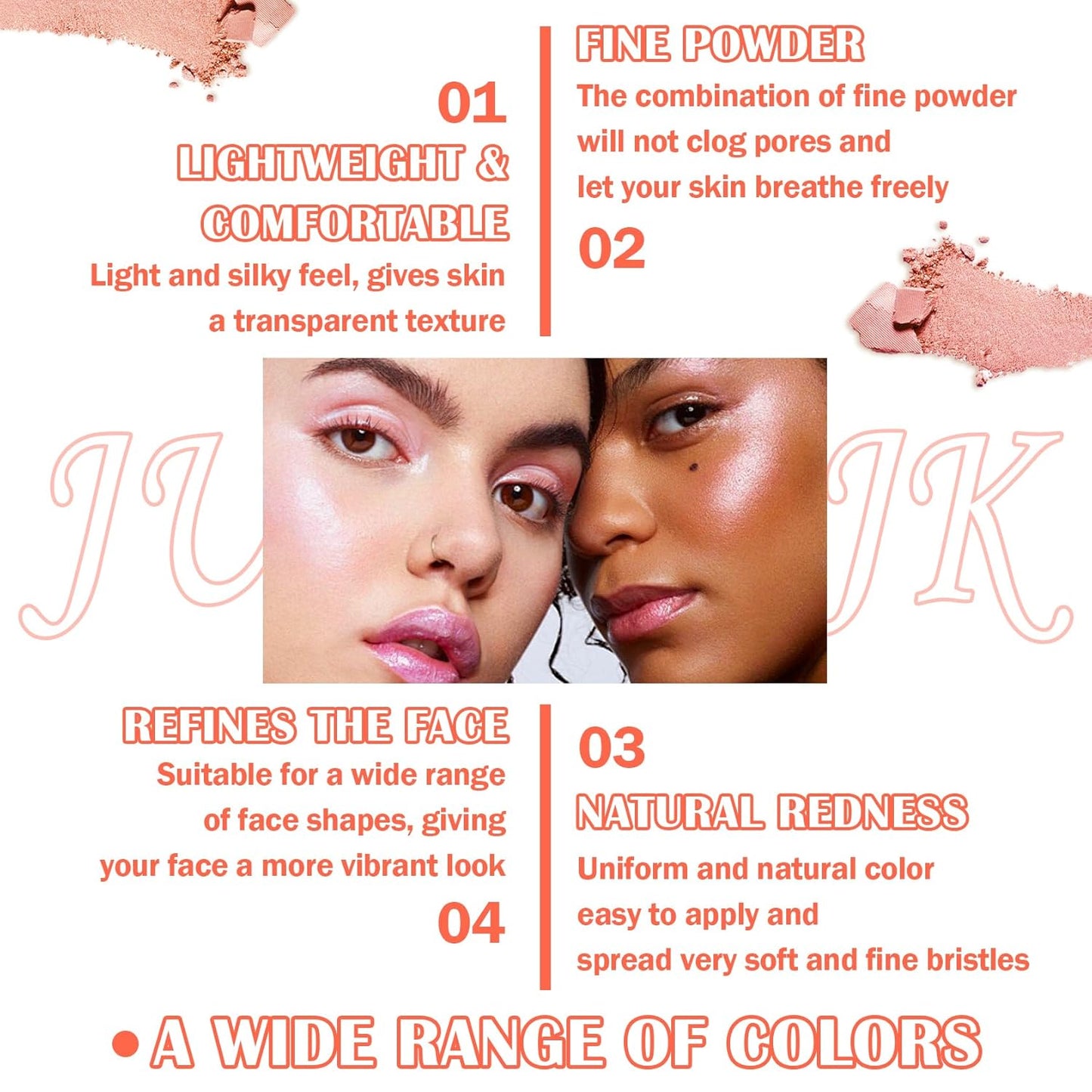 Blush Palette,Shimmer Silky Matte Blush Powder Palette,Professional Cute Face Contour Highlighter Blush Palette with Blush Makeup Brush 01