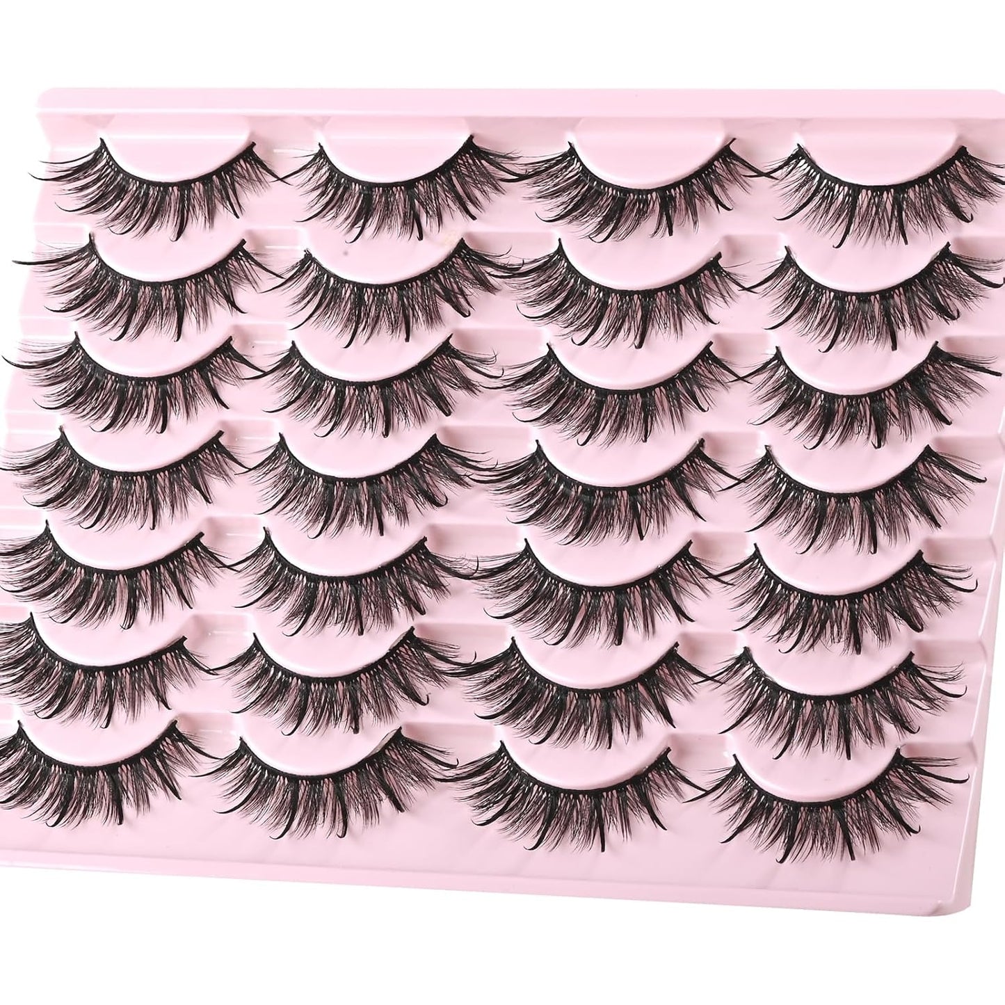 FARRED Wispy Lashes Hybrid Mink Eyelashes 14 Pairs Short Cat Eye Natural Fluffy False Eyelashes Faux Mink Strip Eye Lashes Pack for Daily Makeup (F17 | 8-16 mm)