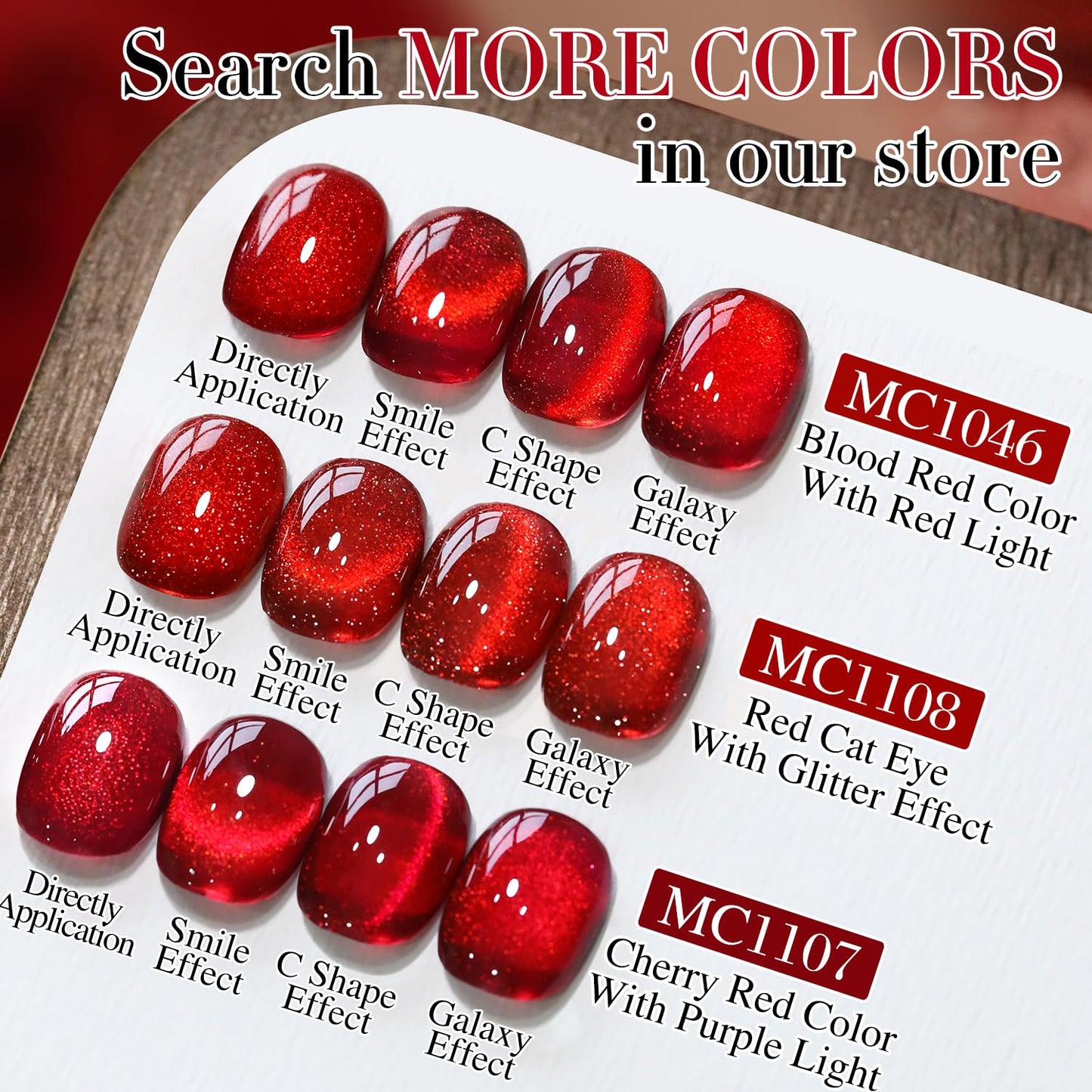 Double Rhythm 0.5 OZ Cat Eye Gel Polish with Magnet 15ML Holographic Glitter Shimmer Translucent Jelly Color Magnetic Nail Polish Salon DIY at Home (Blood Red-MC1046)