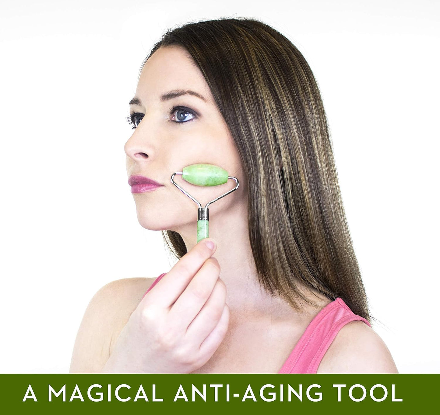 kimkoo Jade Roller and Gua Sha for Face-3 in 1 Kit with Facial Massager Tool,100% Real Natural Jade Stone Anti Aging,Face Beauty Set for Eye Anti-Wrinkle