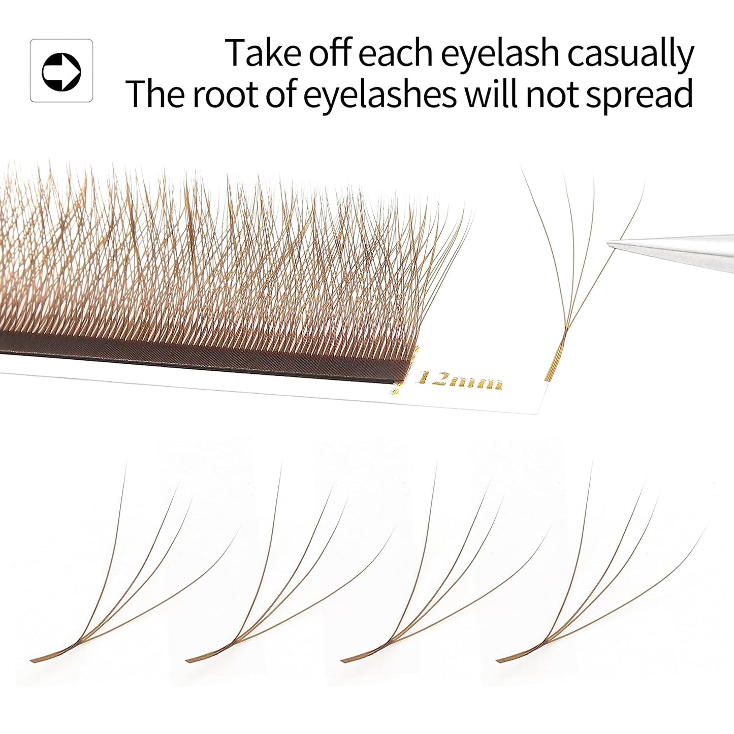 Lash Extensions Brown 4D W Eyelash Extensions W Shape 0.07mm Thickness C Curl 10mm Premade Fans Lashes Colored Lash Extension Volume Lashes Individual Lashes(W-Brown-4D-0.07-C,10mm)