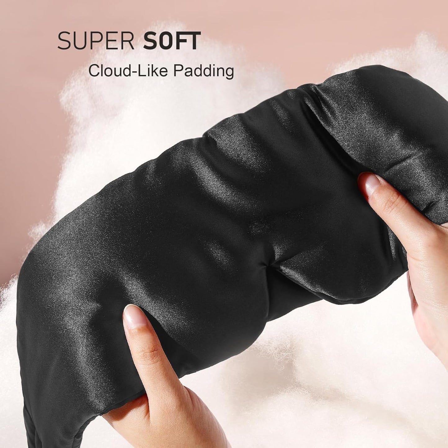 LitBear Silk Sleep Mask for Side Sleeper, Eye Mask Sleeping for Women Men 100% 22 Momme Pure Mulberry Silk, Face-Hugging Padded Eye Cover for Sleeping with Adjustable Band (Black)