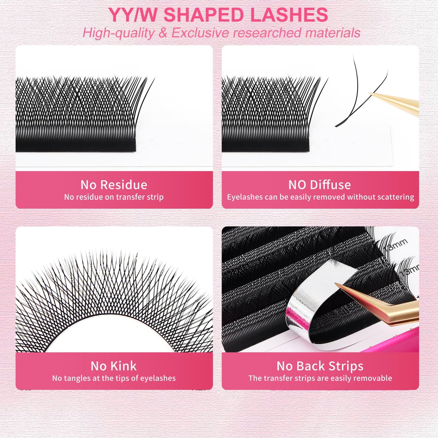 YY Lash Extensions Supplies Y Eyelash Extensions 0.05mm Thickness C Curl 12mm Premade Fans 4D Russian Volume Matte Black 12 Rows Crisscross Eye Lashes(YY-0.05-C,12mm)