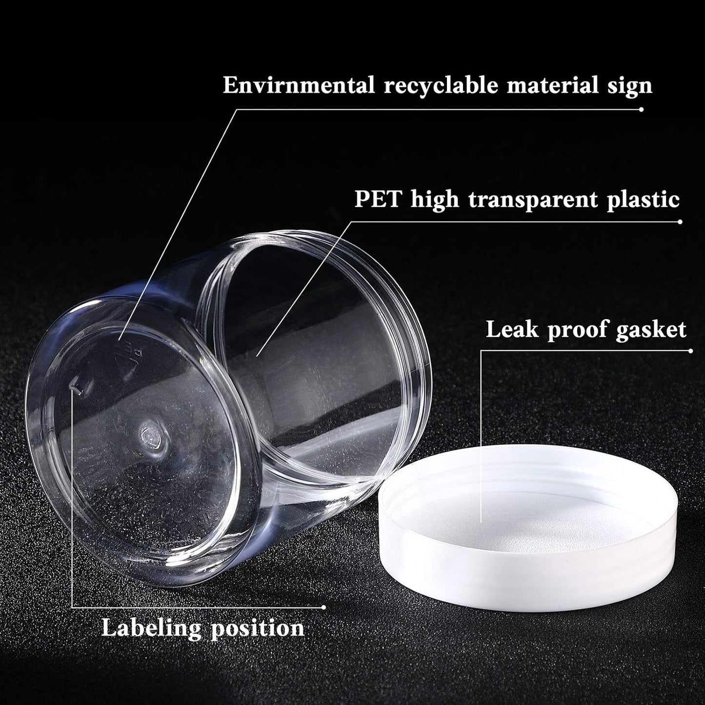 SATINIOR 36 Pieces 8 oz Plastic Jars with Lids Wide Mouth Airtight Reusable Container Acrylic Cosmetic Small Jars for Lotions Ointments Travel Toiletries Creams Make up Storage(White)