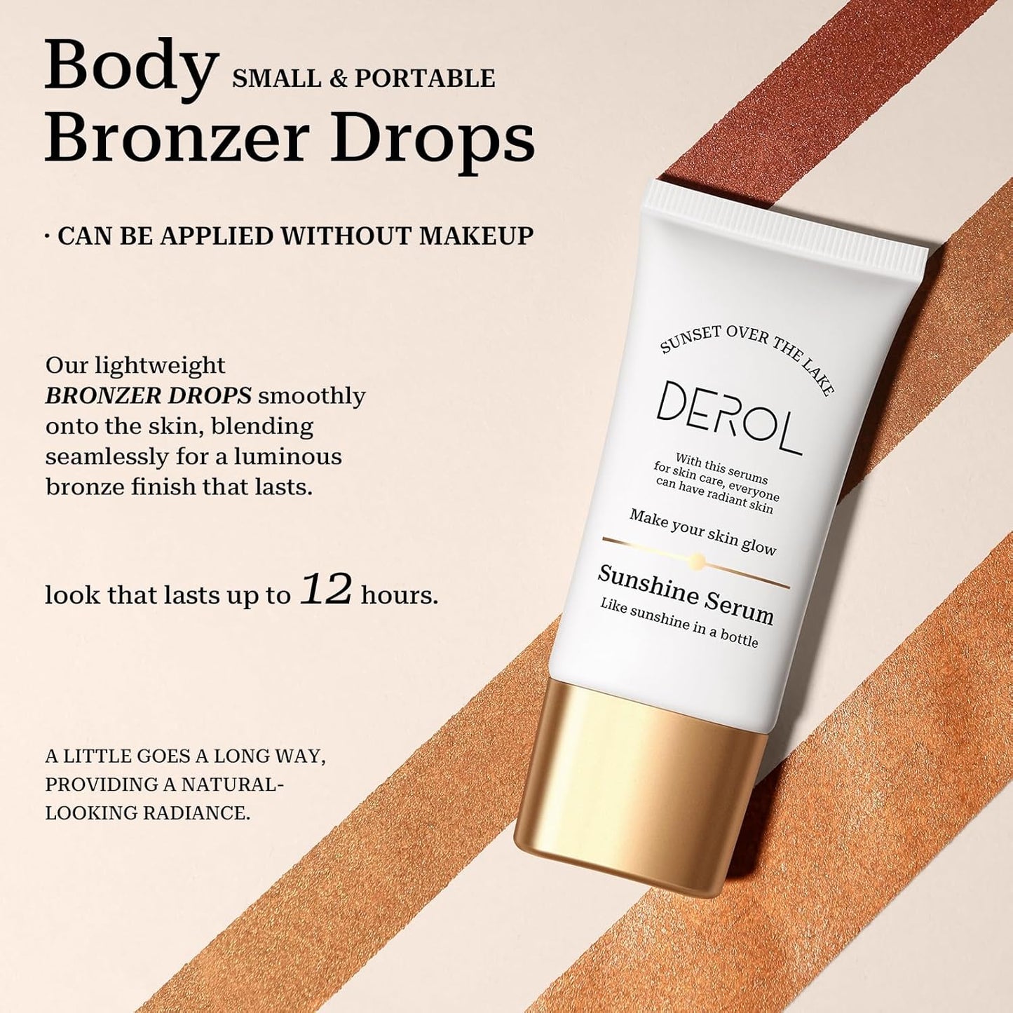 Bronzing Drops, Instant Sunshine Bronzing Drops, Lightweight and Non-greasy Liquid Bronzer Drops for Face Body, Glow Bronzing Serum Drops for Flawless Skin & A Radiant Finish(DEEP BRONZE)