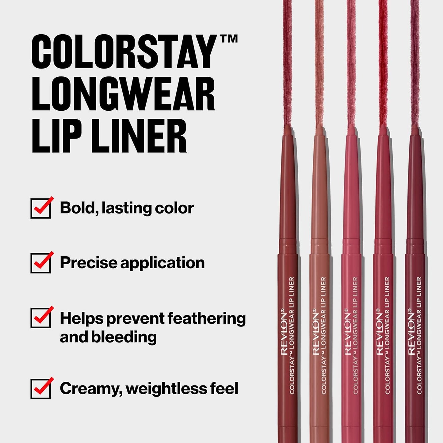Revlon Colorstay Lip Liner Makeup with Built-in-Sharpener, Longwear Rich Colors, Smooth Application, 650 Pink, 0.01 oz