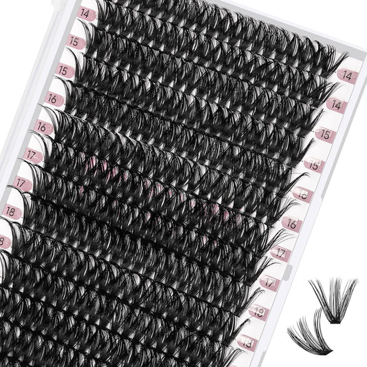 280 Pcs Individual Lashes 50D Mixed Lash Clusters 14 Rows Cluster Lashes that Look Like Eyelash Extensions DIY Lash Extension Self Application At Home (50D-D-14-20mix)