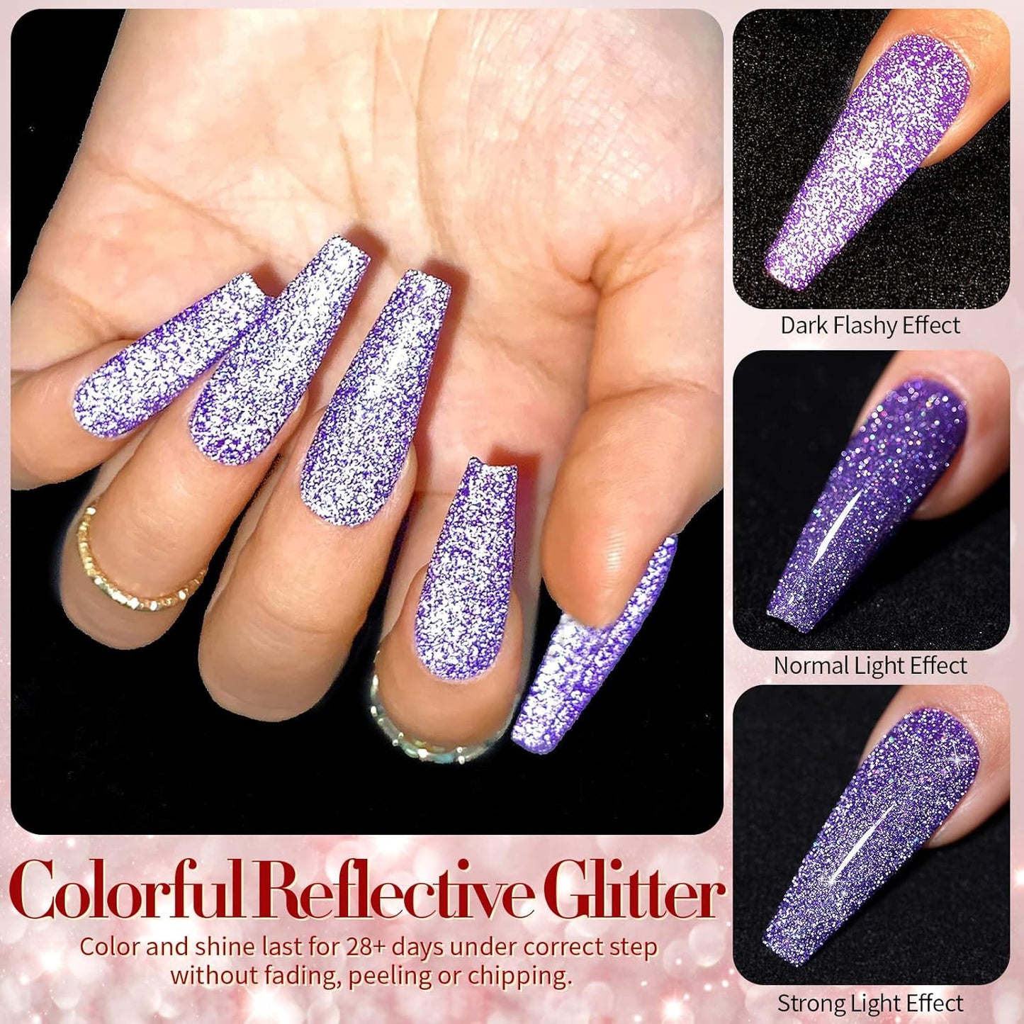 Born Pretty Reflective Glitter Gel Polish Colorful Sparkly Shiny Disco DJ LED Gel Nail Polish Nail Varnish 6PCS 10ML