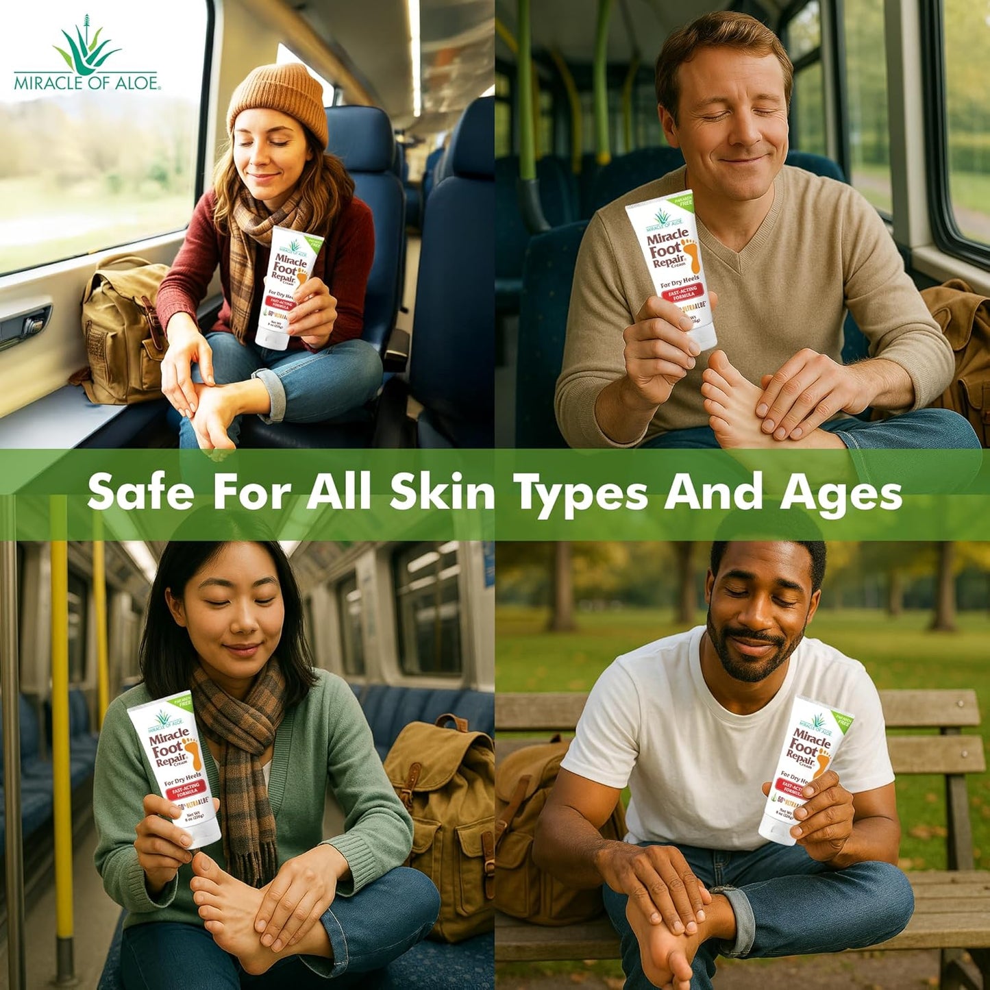 Miracle Foot Repair Cream (8 oz / 2-Pack) Repairs Dry Cracked Heels and Feet, 60% Pure UltraAloe Moisturizes, Softens, and Repairs