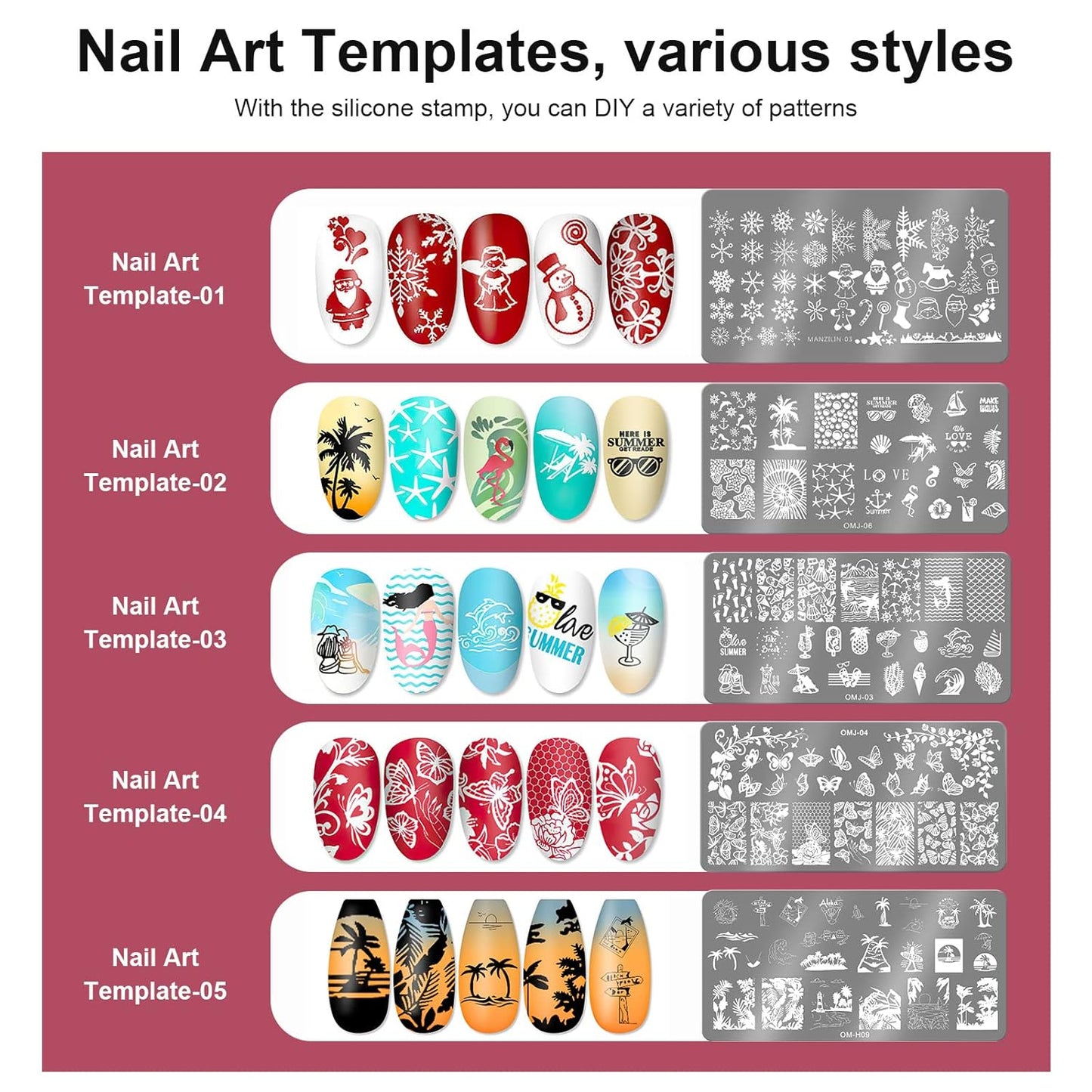 Nail Art Stamper Clear Silicone Nails Stamping Jelly with Scraper Transparent Visible Body DIY Manicure Nail Art Tool B