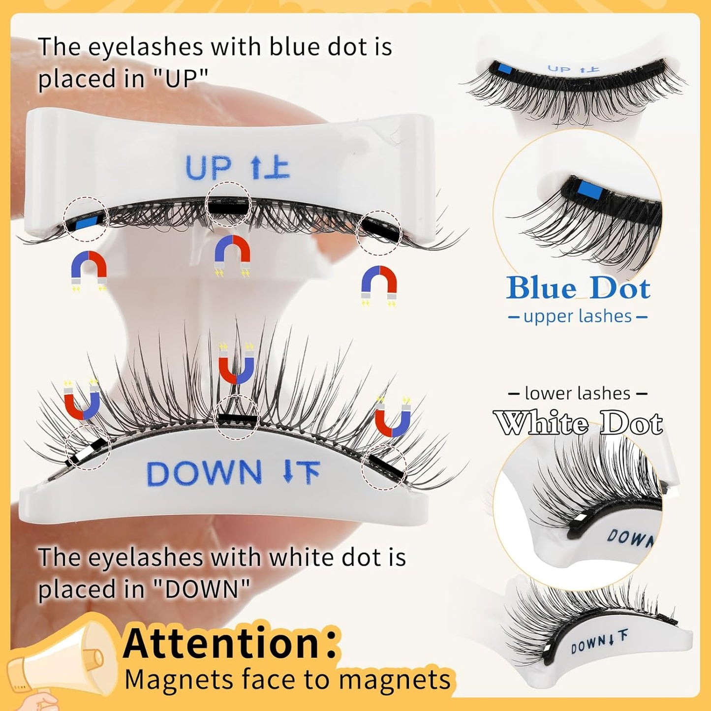 QUEWEL Magnetic Eyelashes 1 Pair Reusable Magnetic Eyelashes with Applicator No Glue Needed Eyelashes Cat Eye Natural Look Lash Clusters Kit Easy to Wear and Remove(Magnetic Lashes-E03)