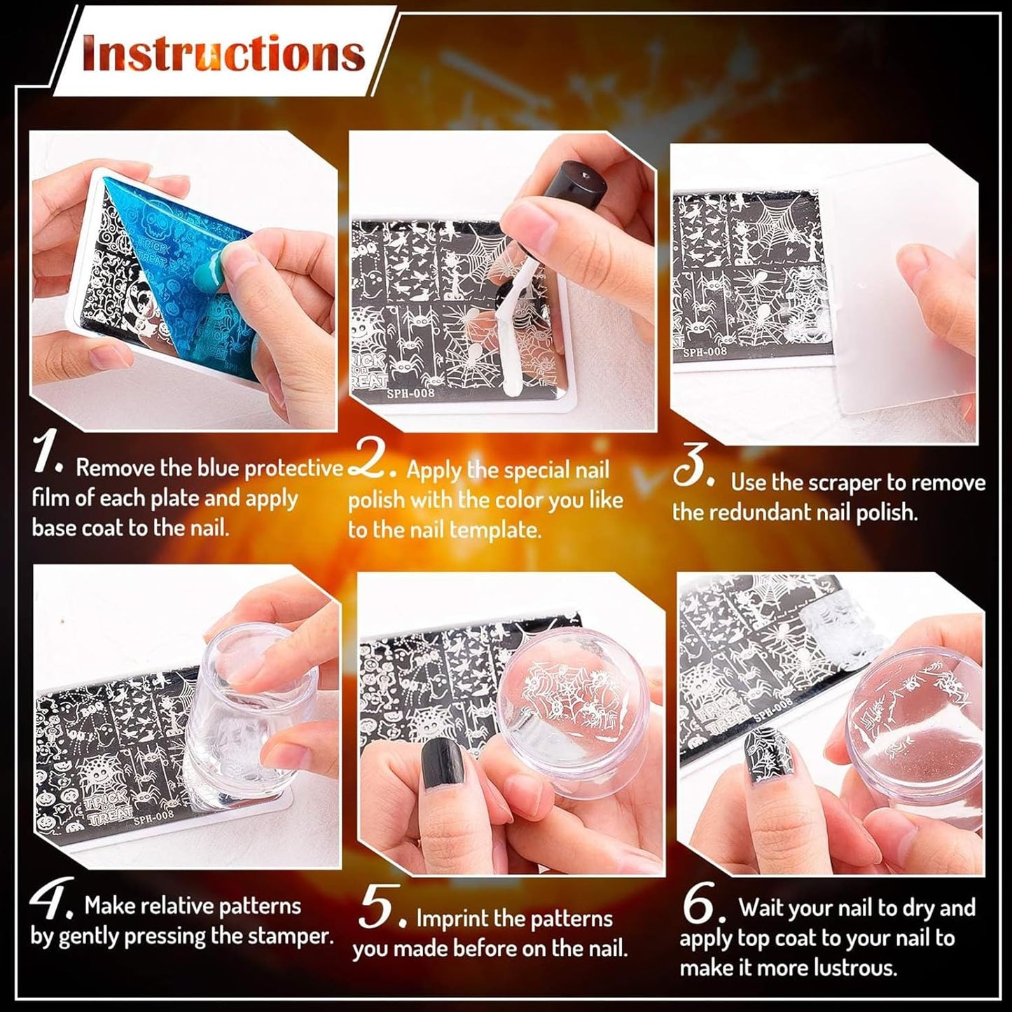 Whaline 6Pcs Coquette Nail Plates Stamping Set Bow Cherry Heart Stamp Templates Nail Art Plates for DIY Print Manicure Salon Design