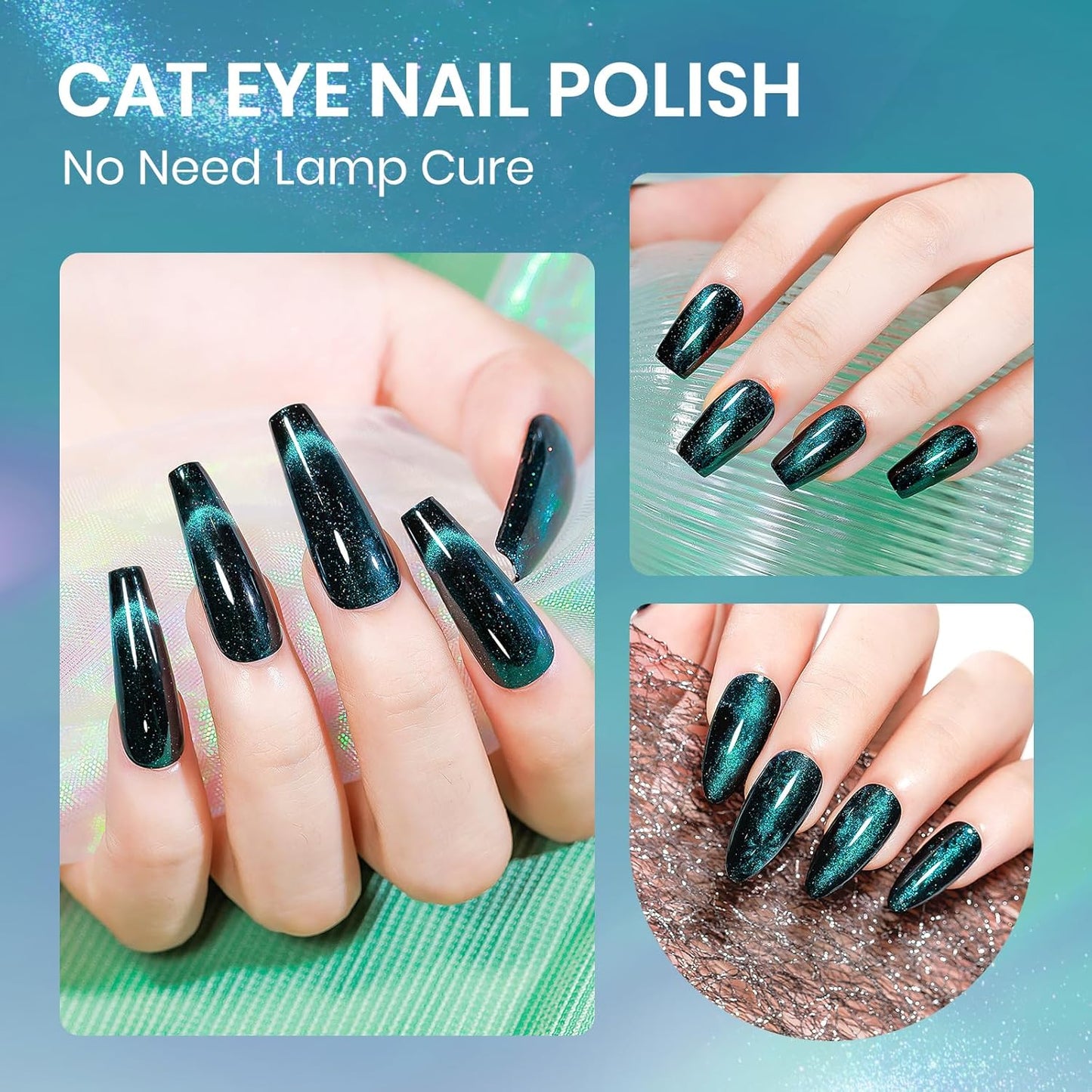 Quick Dry Cat Eye Nail Polish, Cateye Magnetic Nail Polish Non Gel Quick Dry Lacquer DIY Salon at Home Gift For Women Girls 16ml