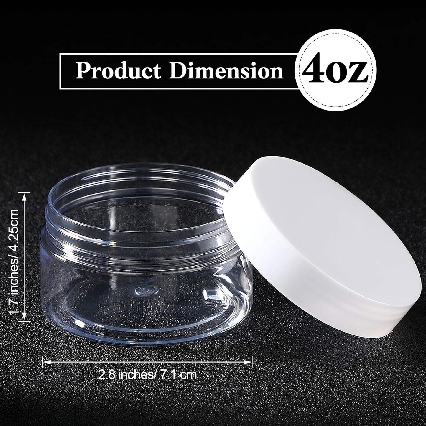 Patelai 4 Pieces Round Wide-mouth Leak Proof Plastic Container Jars with Lids for Travel Storage Makeup Beauty Products Face Creams Oils Salves Ointments DIY Making(4 Ounce,White)